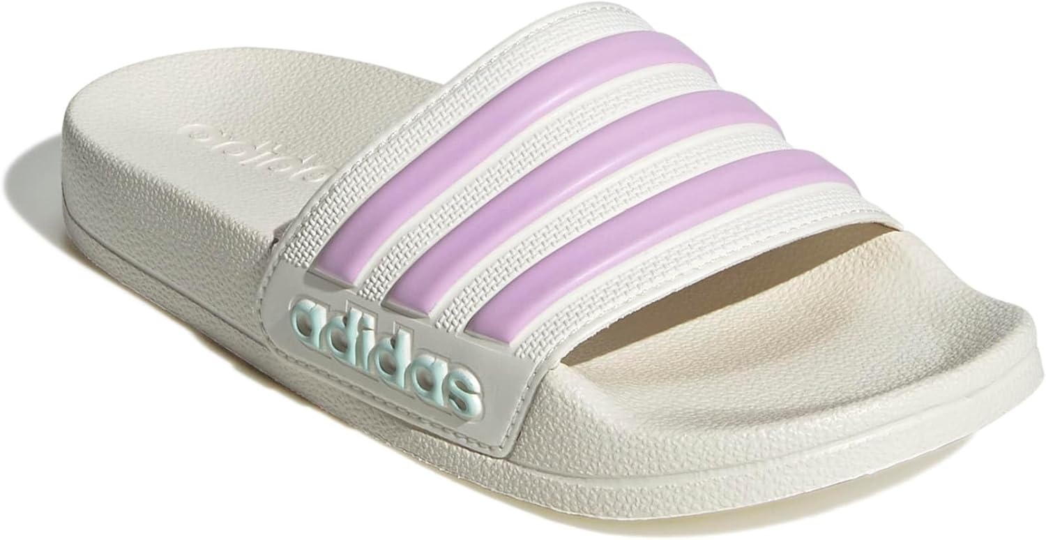 image:imageadidas Kids Adilette Shower SlideOff WhiteBliss LilacHalo Mint