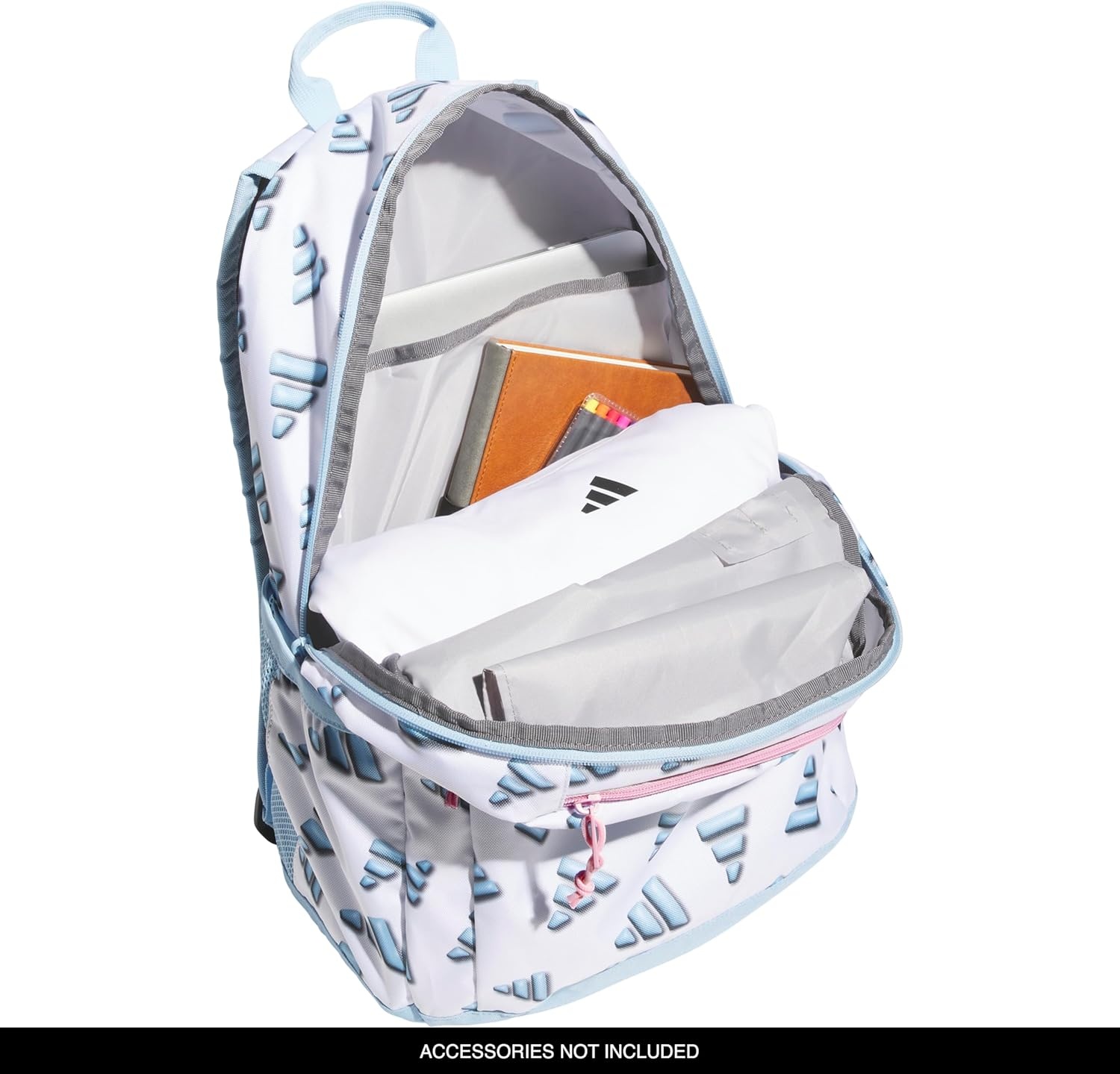image:imageadidas Kids Affiliate Backpack School Bag for Girls and Boys 27L3d Aop WhiteClear Sky BlueClear Pink