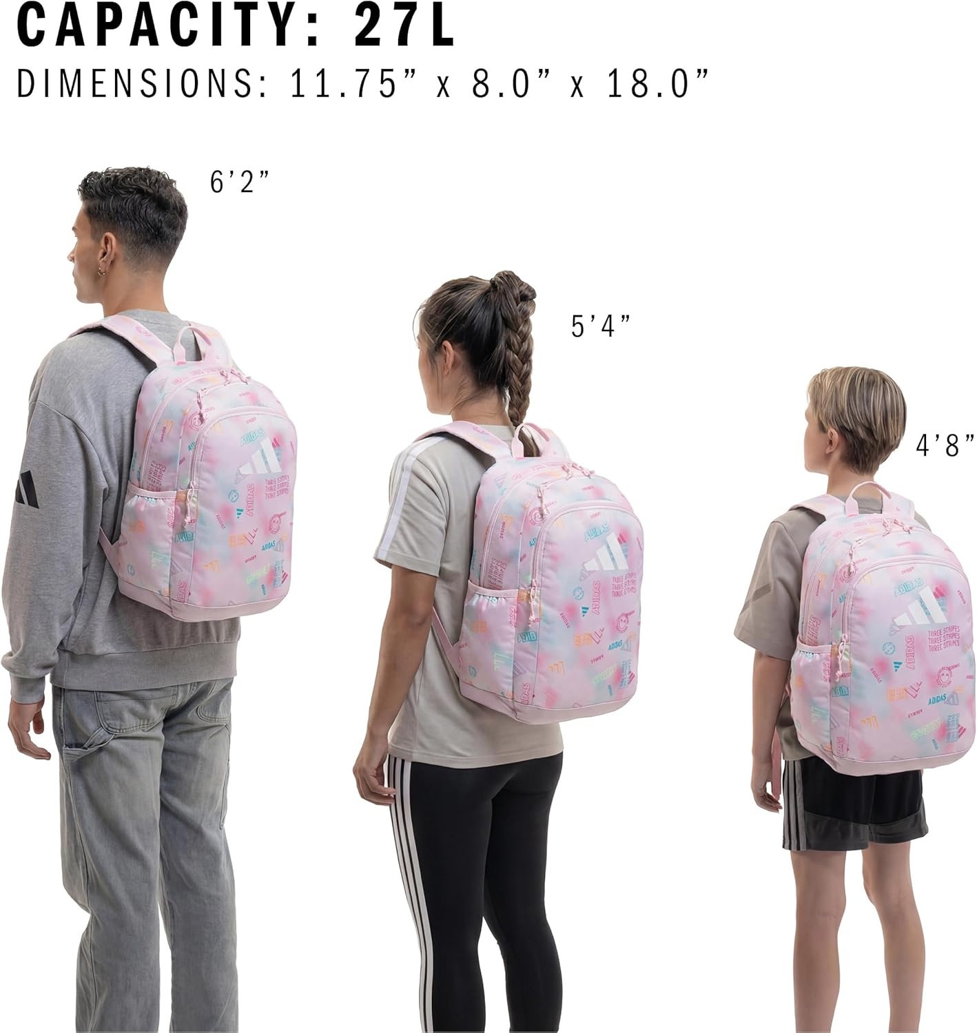image:imageadidas Kids Affiliate Backpack School Bag for Girls and Boys 27LAdi Haze Clear PinkWhite