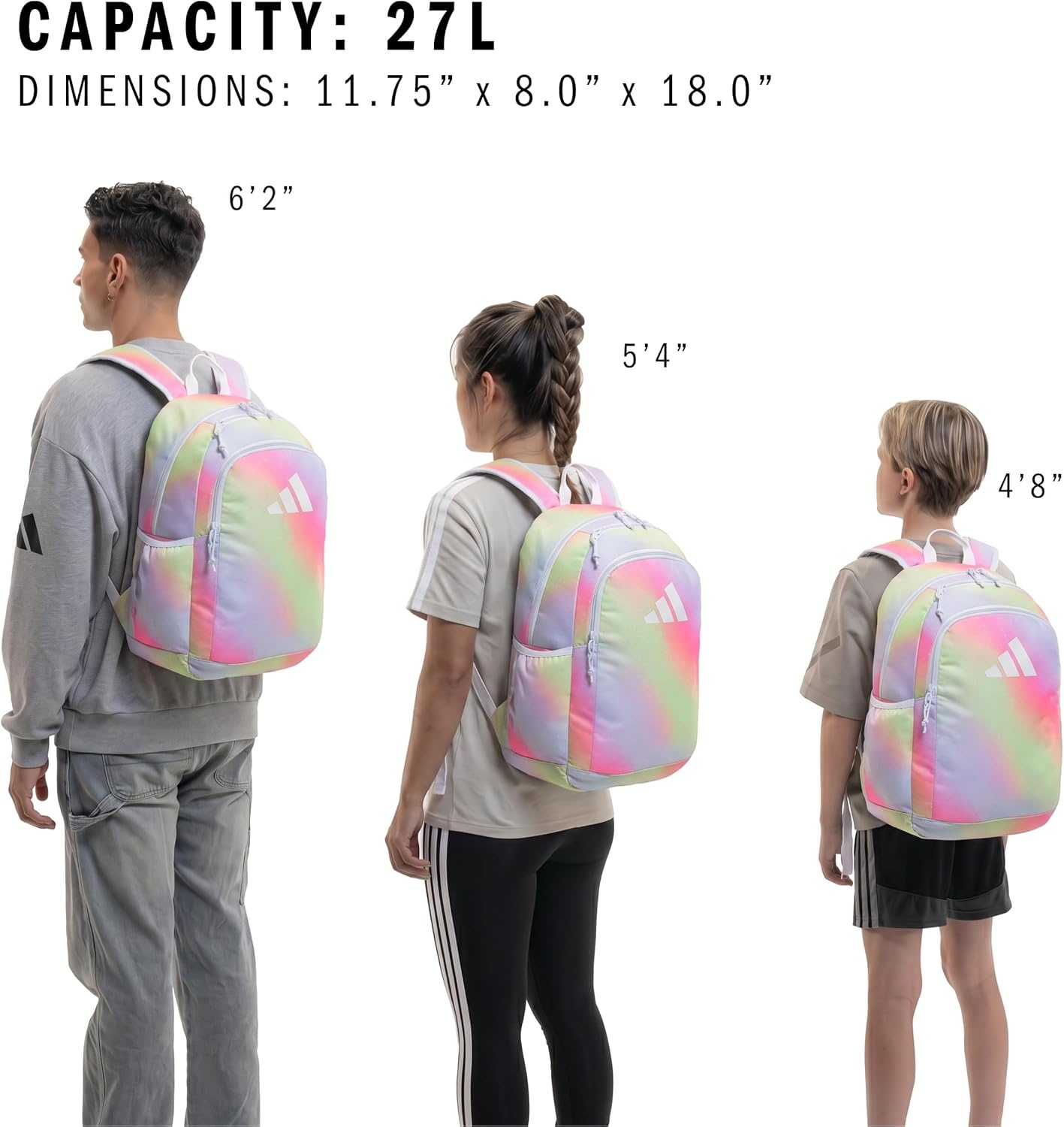 image:imageadidas Kids Affiliate Backpack School Bag for Girls and Boys 27LSpray Gradient Pulse LimeCrystal Sky Blue