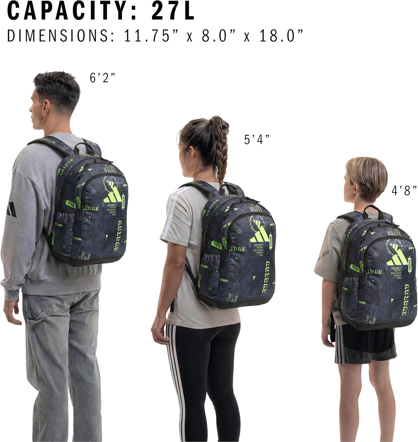 image:imageadidas Kids Affiliate Backpack School Bag for Girls and Boys 27LUpscaled MixblackLucid Lemon Yellow