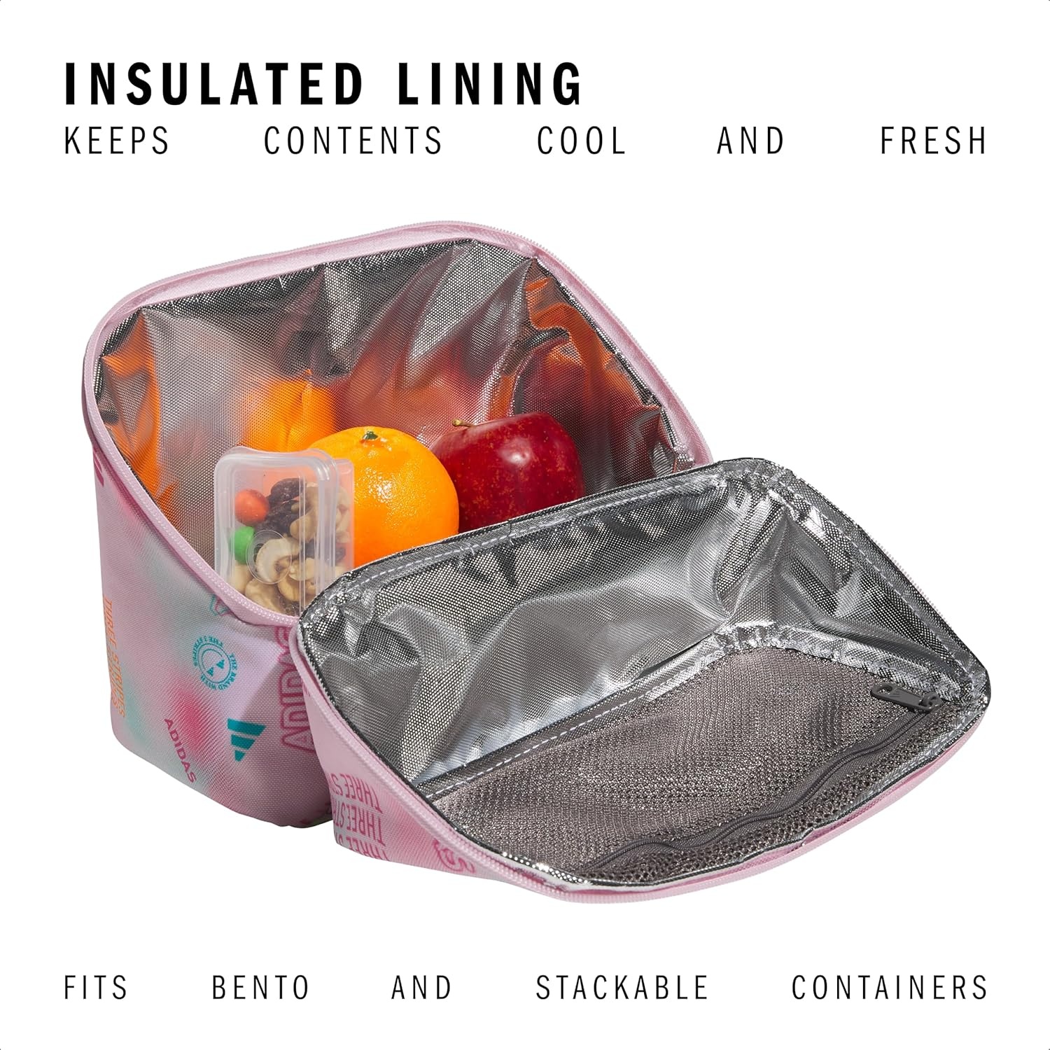 image:imageadidas Kids Affiliate Lunch Bag Insulated Lunchbox for Girls and Boys 6LAdi Haze Clear PinkClear PinkWhite