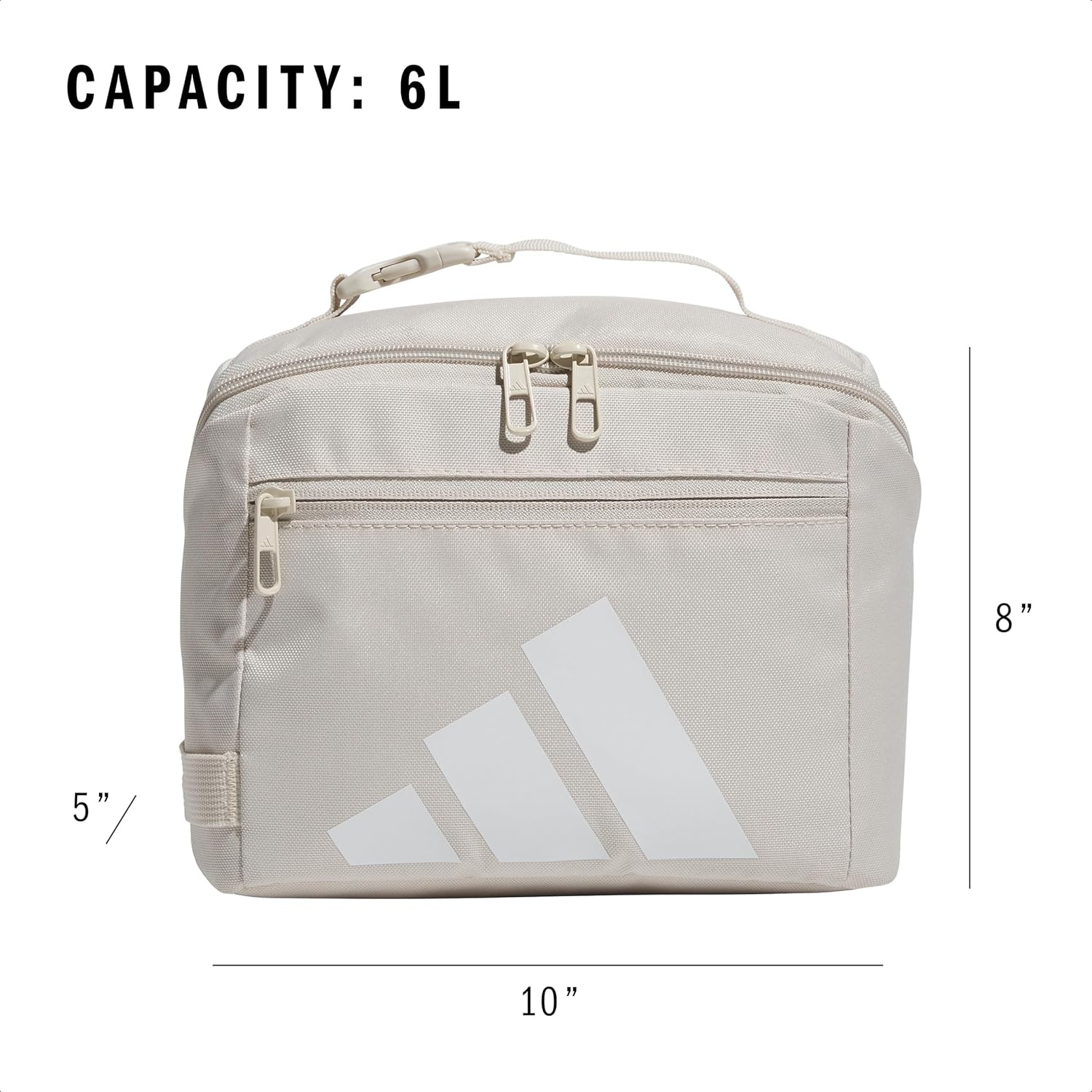 image:imageadidas Kids Affiliate Lunch Bag Insulated Lunchbox for Girls and Boys 6LAlumina BeigeWhite