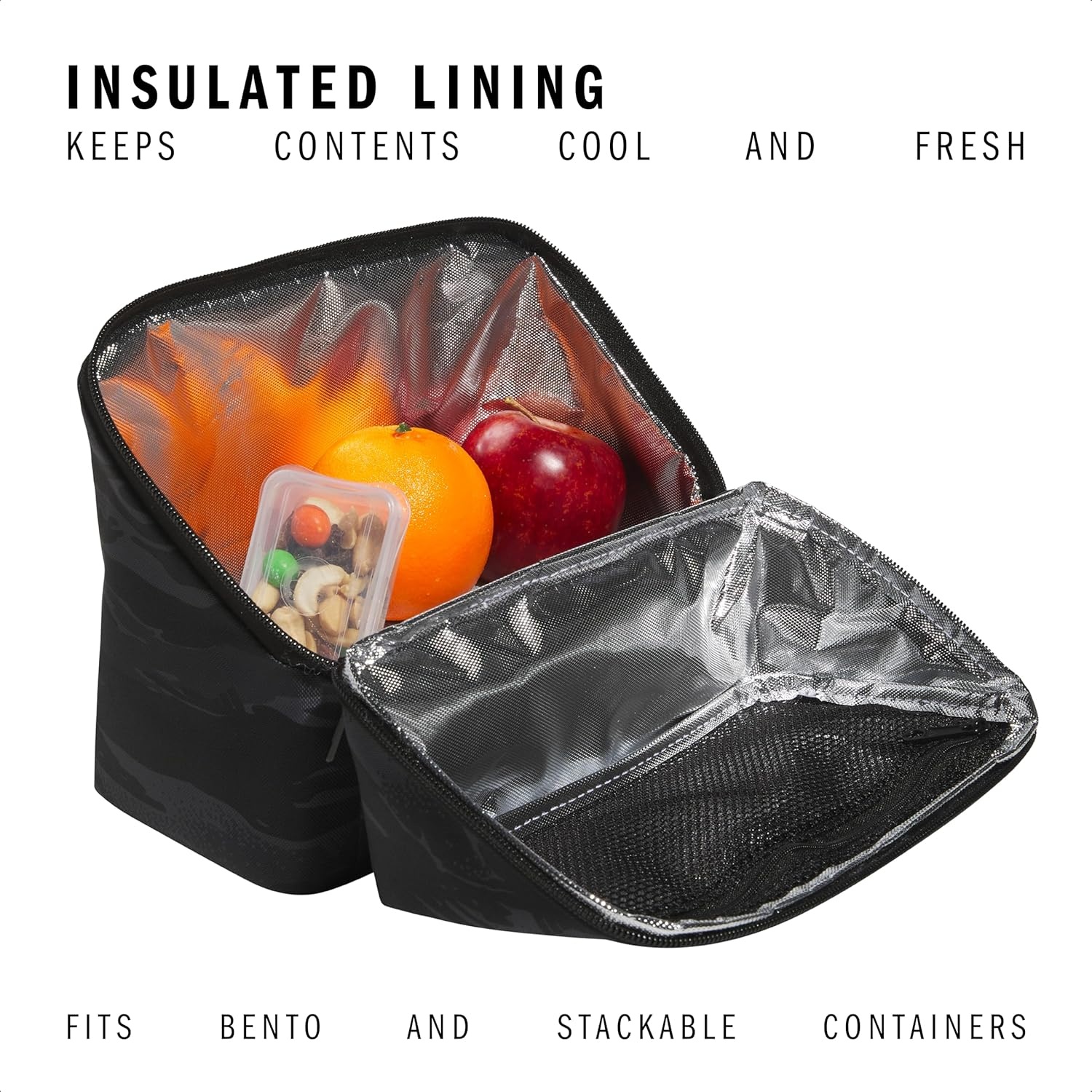 image:imageadidas Kids Affiliate Lunch Bag Insulated Lunchbox for Girls and Boys 6LEssential Camo BlackBlackOrange