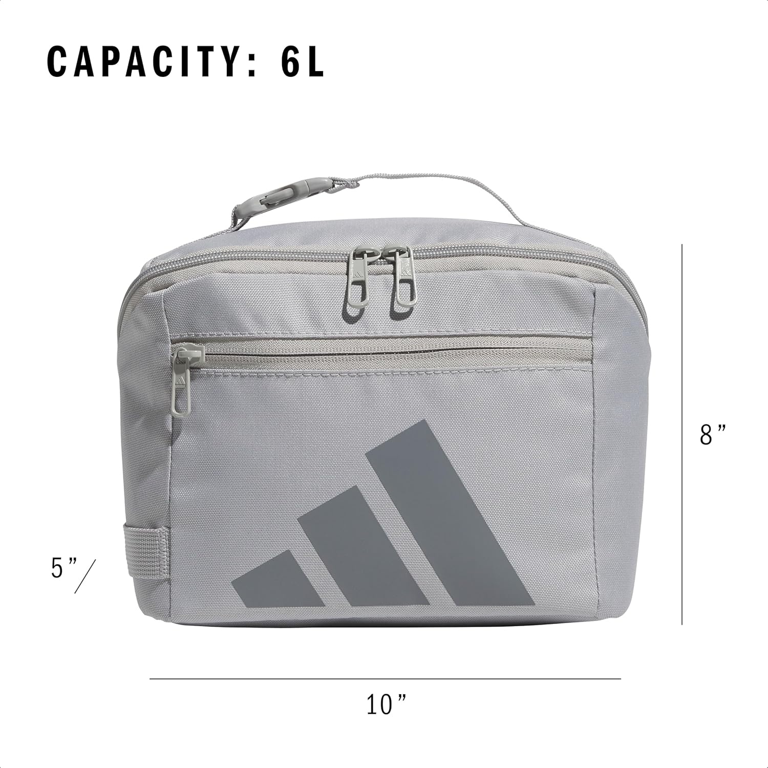 image:imageadidas Kids Affiliate Lunch Bag Insulated Lunchbox for Girls and Boys 6LGrey TwoGrey Three
