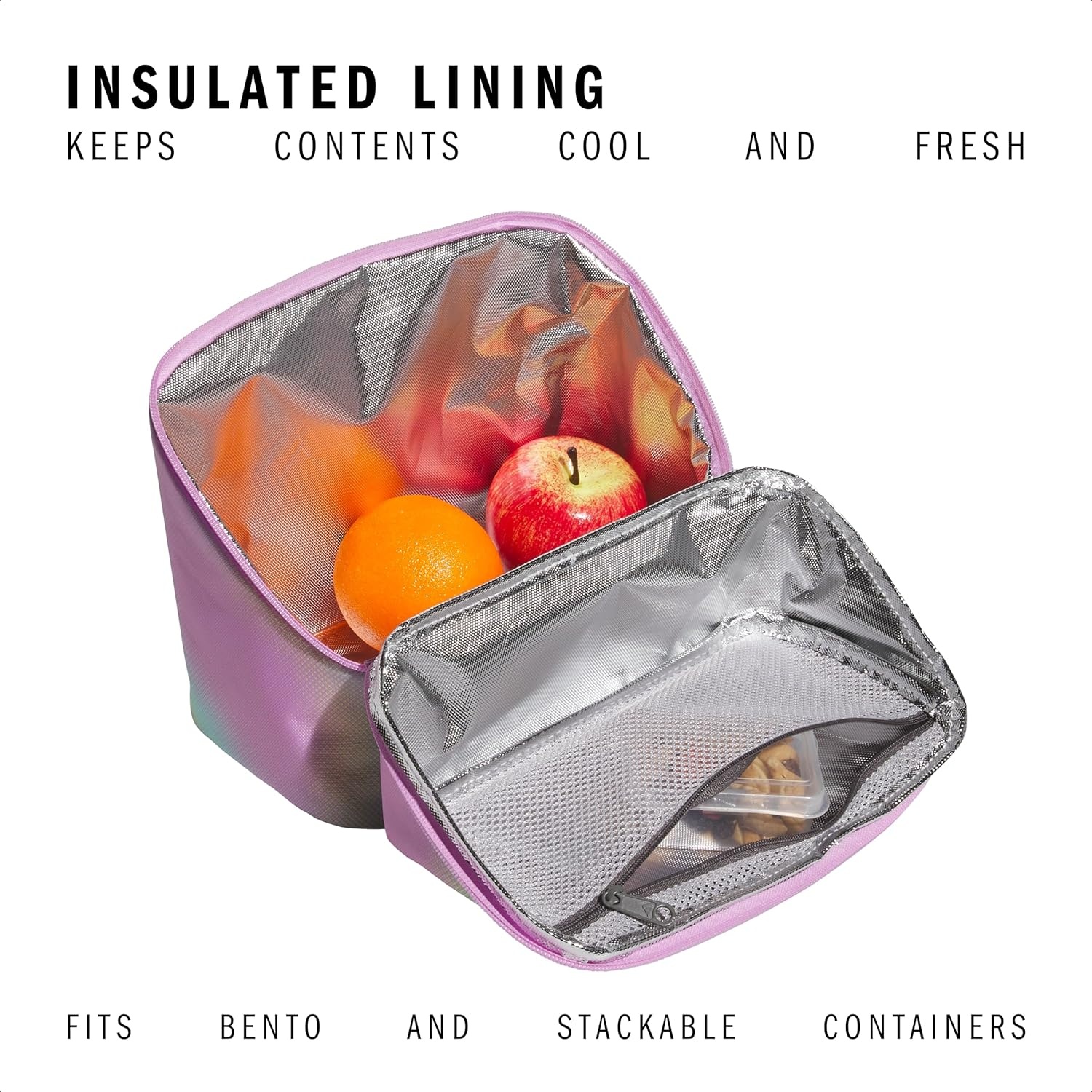 image:imageadidas Kids Affiliate Lunch Bag Insulated Lunchbox for Girls and Boys 6LHalftone Gradient Bliss LilacBliss Lilac Purple