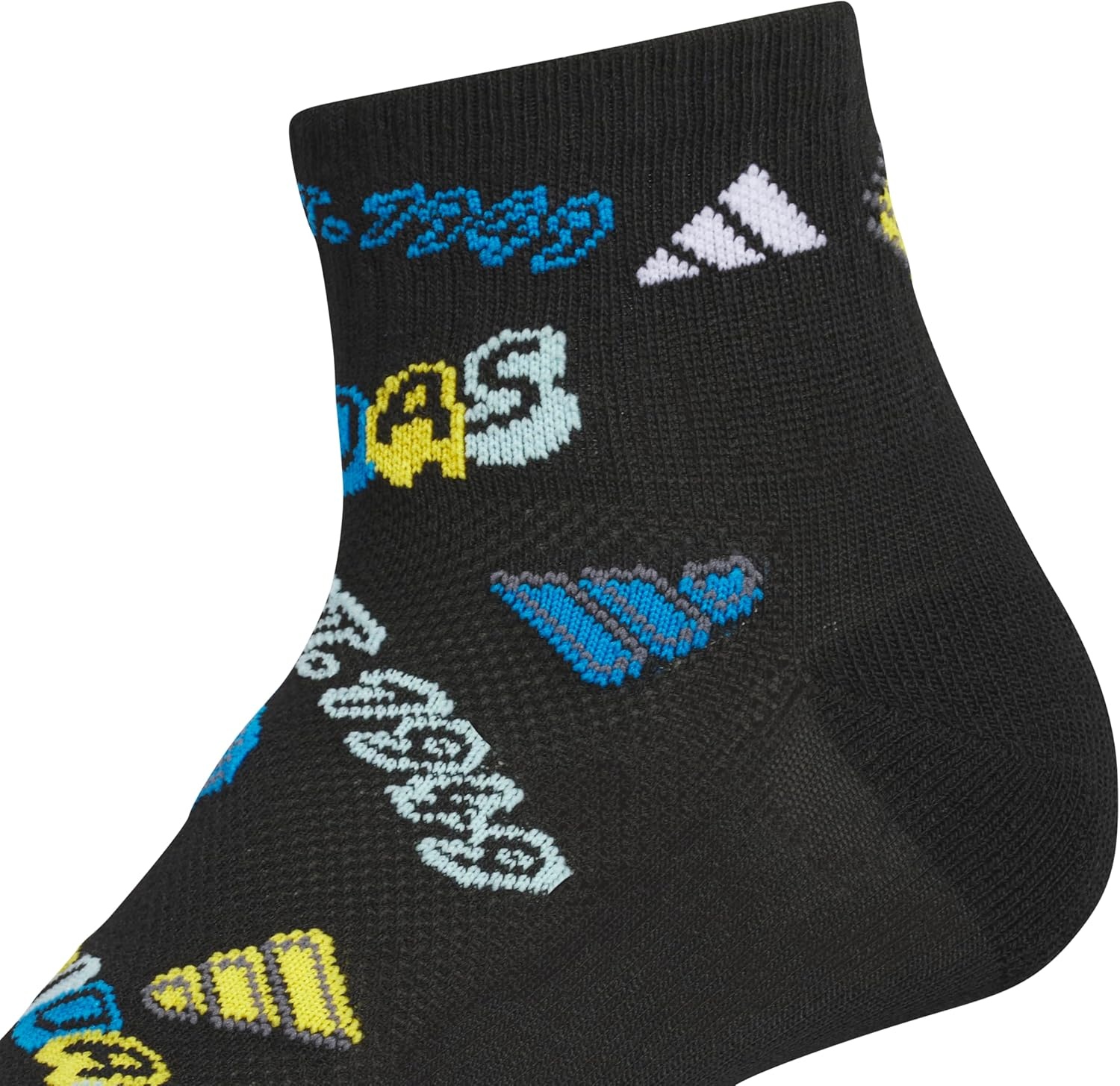 image:imageadidas Kids Cushioned Quarter Ankle Socks for Boys and Girls 6 Pairs Durable amp ComfortableBlackBright BlueBold GoldGraphic2