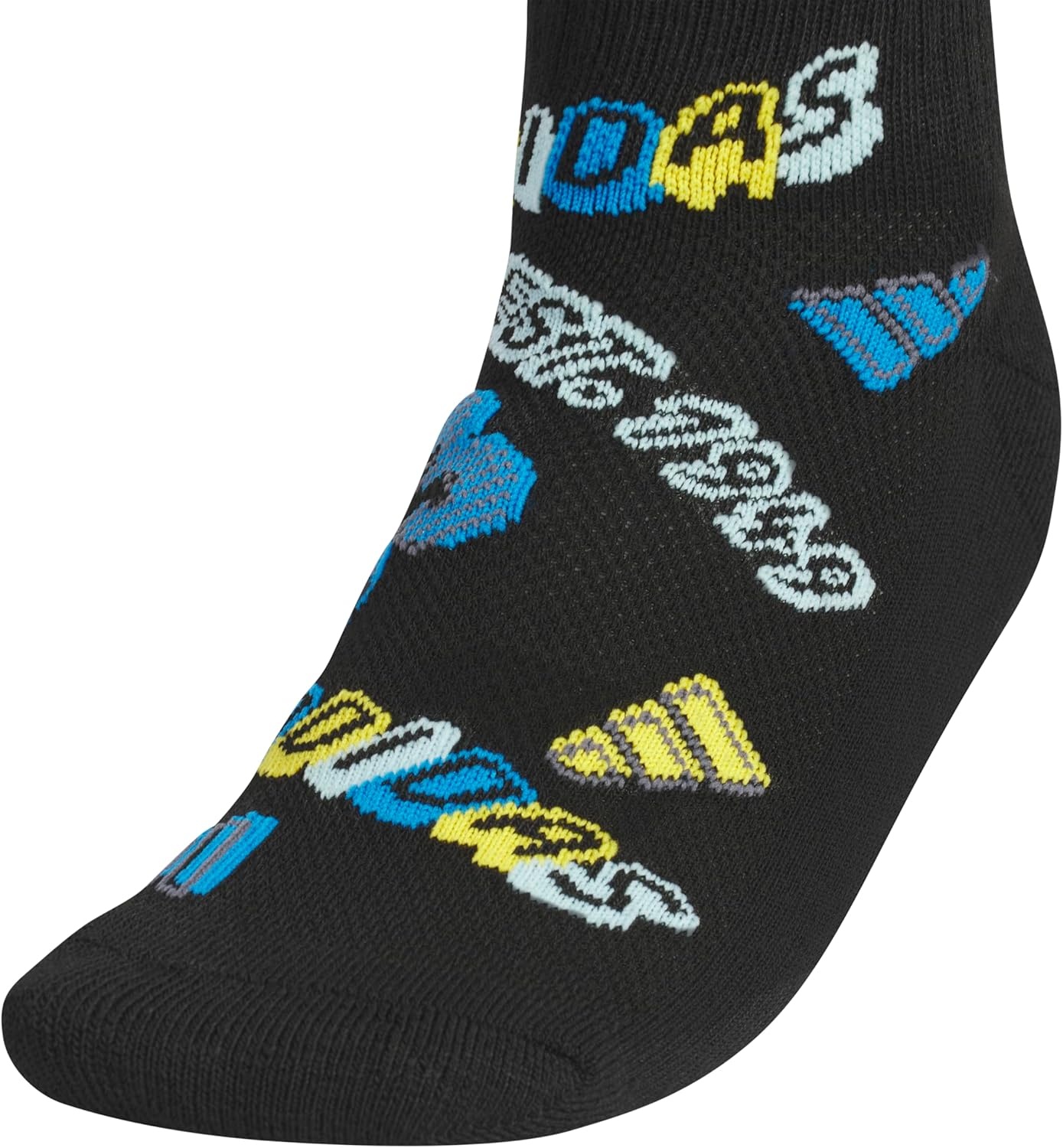 image:imageadidas Kids Cushioned Quarter Ankle Socks for Boys and Girls 6 Pairs Durable amp ComfortableBlackBright BlueBold GoldGraphic2