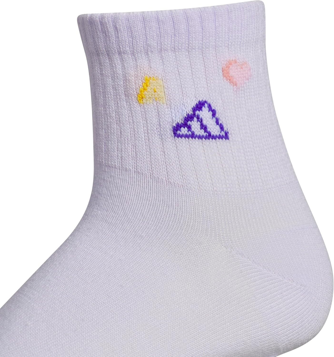 image:imageadidas Kids Cushioned Quarter Ankle Socks for Boys and Girls 6 Pairs Durable amp ComfortableFrozen PurpleWhiteClear PinkCharm