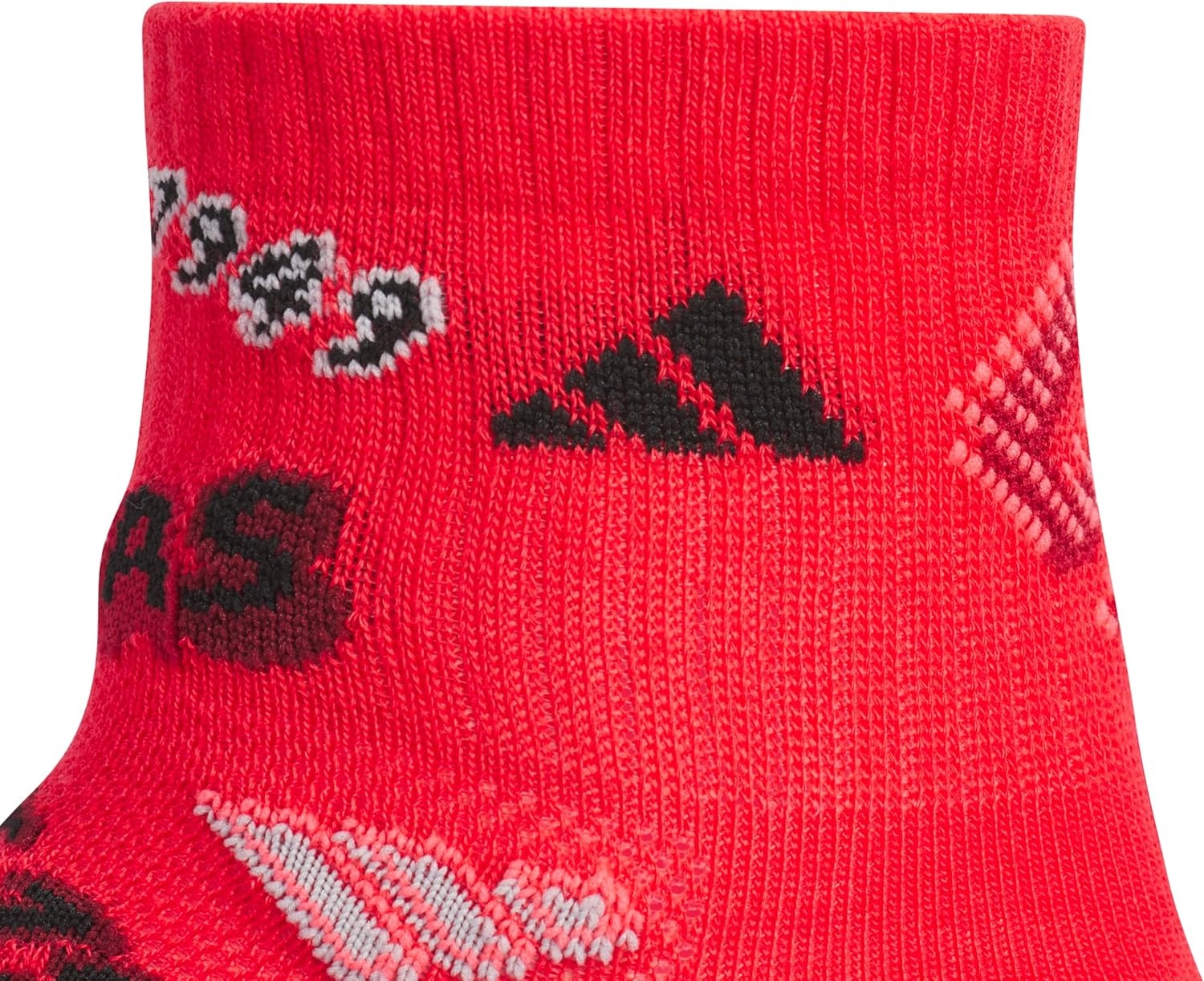 image:imageadidas Kids Cushioned Quarter Ankle Socks for Boys and Girls 6 Pairs Durable amp ComfortablePure Ruby RedBlackWhiteGraphic2