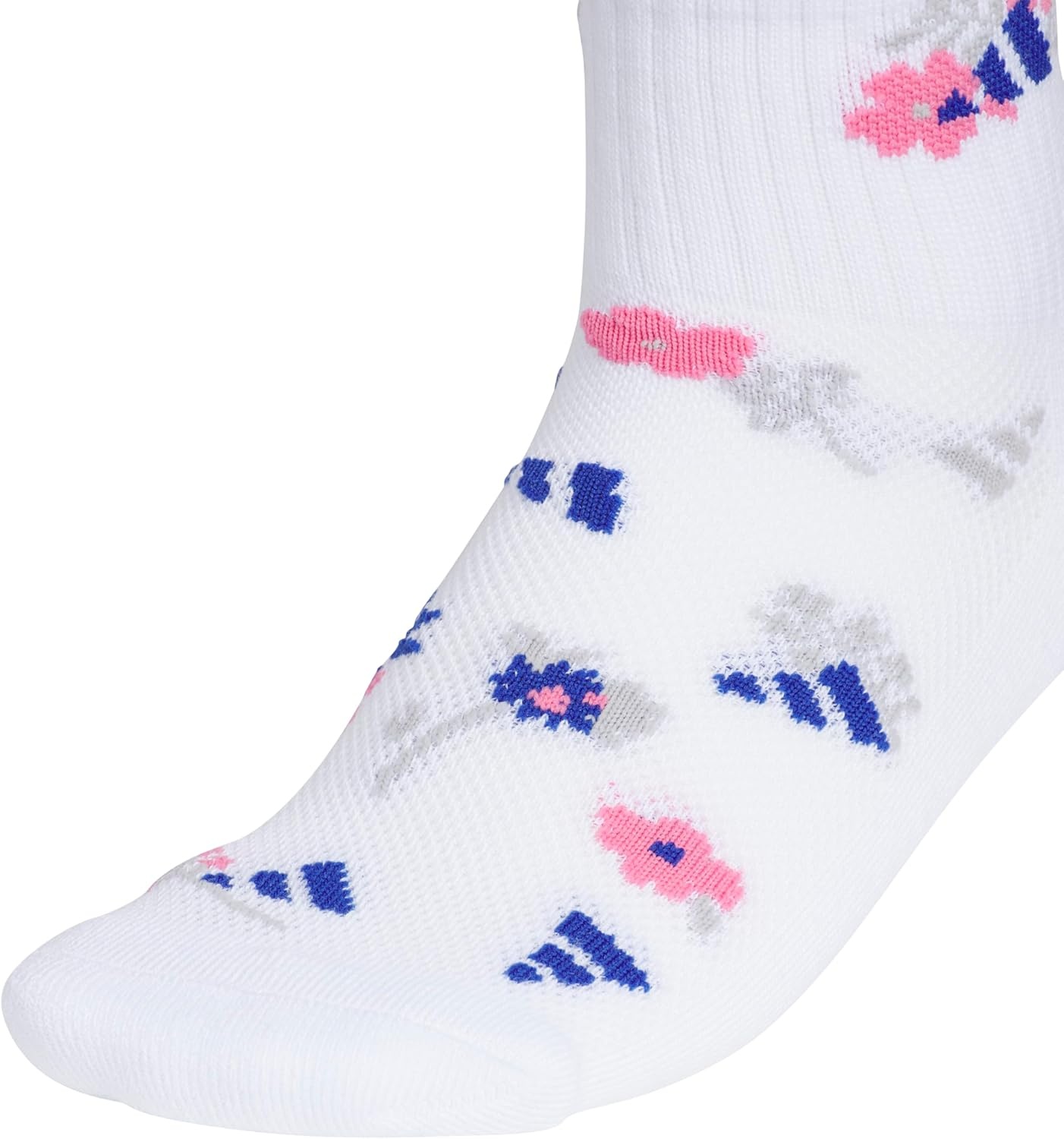 image:imageadidas Kids Cushioned Quarter Ankle Socks for Boys and Girls 6 Pairs Durable amp ComfortableWhiteTeam Royal BluePink FusionGirlsGraphic