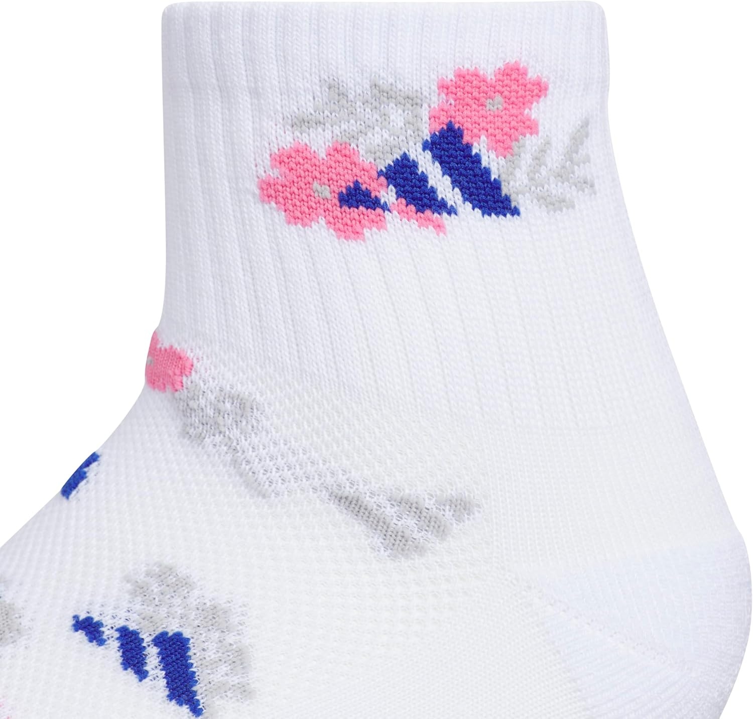 image:imageadidas Kids Cushioned Quarter Ankle Socks for Boys and Girls 6 Pairs Durable amp ComfortableWhiteTeam Royal BluePink FusionGirlsGraphic