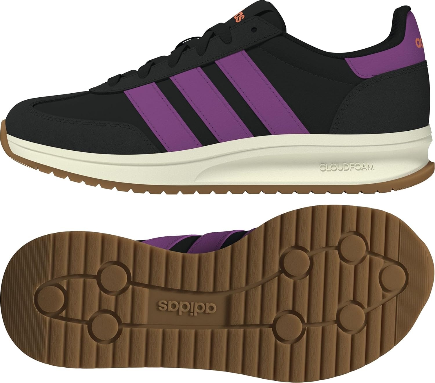 image:imageadidas Kids Girls Run 70S 20 Lace Up Sneakers Shoes Casual Grey WhiteBlackPurple BurstGum