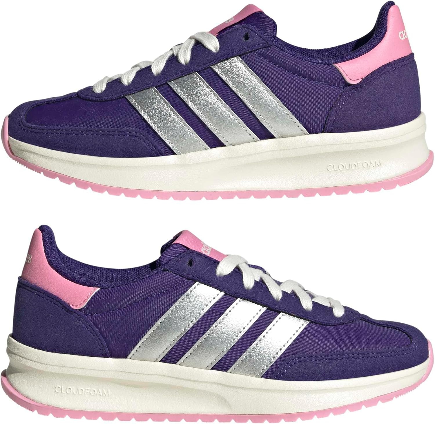 image:imageadidas Kids Girls Run 70S 20 Lace Up Sneakers Shoes Casual Grey WhiteCollegiate PurpleSilver MetallicSt Tropic Bloom