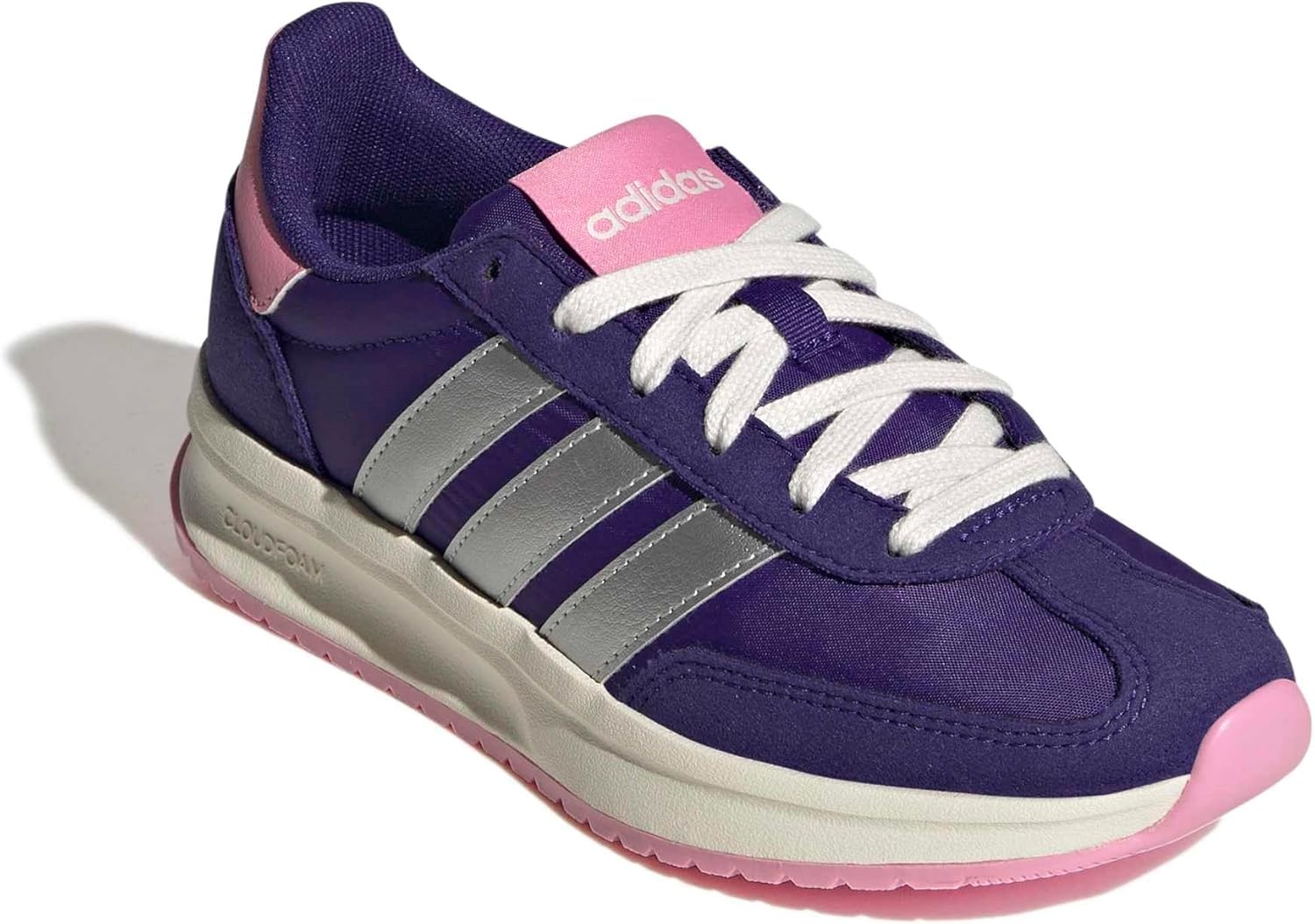 image:imageadidas Kids Girls Run 70S 20 Lace Up Sneakers Shoes Casual Grey WhiteCollegiate PurpleSilver MetallicSt Tropic Bloom