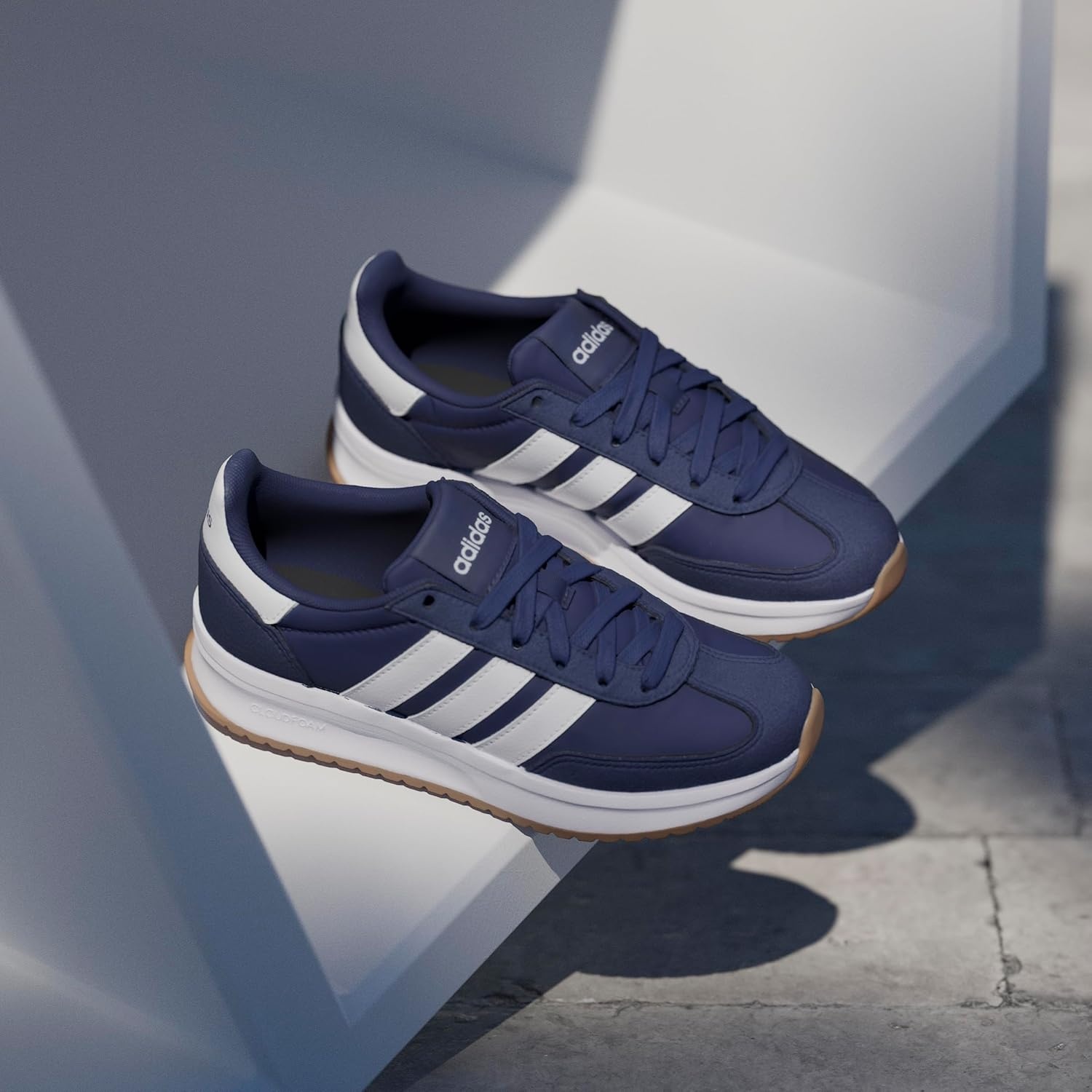 image:imageadidas Kids Girls Run 70S 20 Lace Up Sneakers Shoes Casual Grey WhiteDark BlueWhite