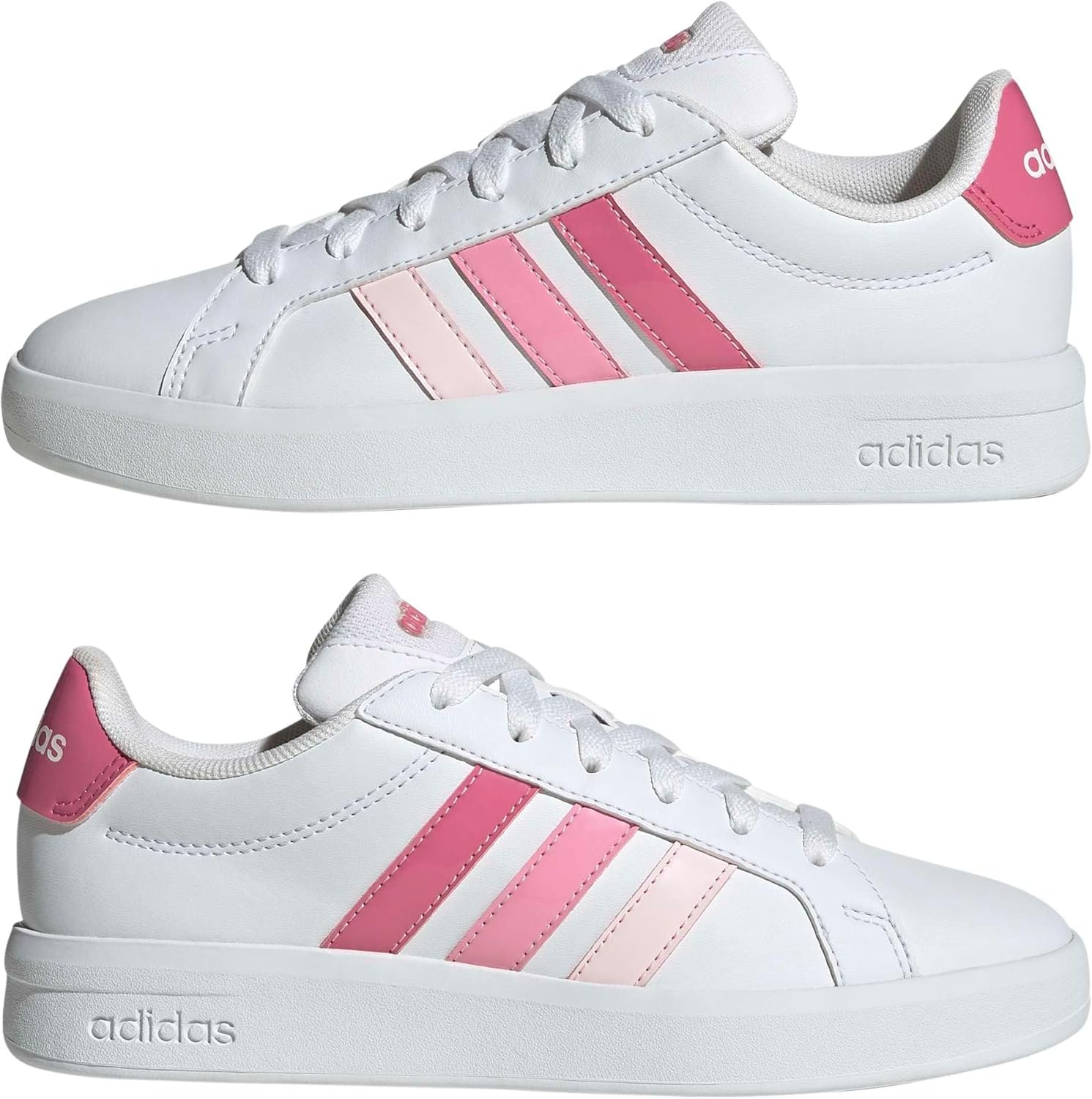 image:imageadidas Kids Grand Court 30 Shoes Big KidWhitePink FusionBliss Pink