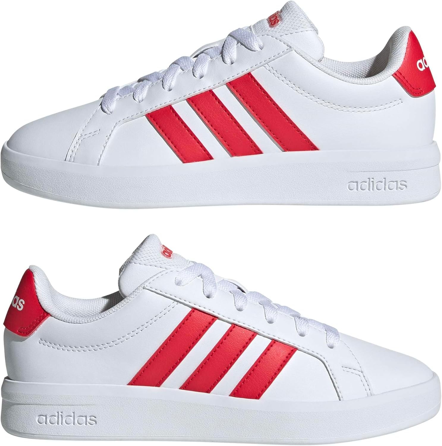 image:imageadidas Kids Grand Court 30 Shoes Big KidWhitePure RubyPure Ruby