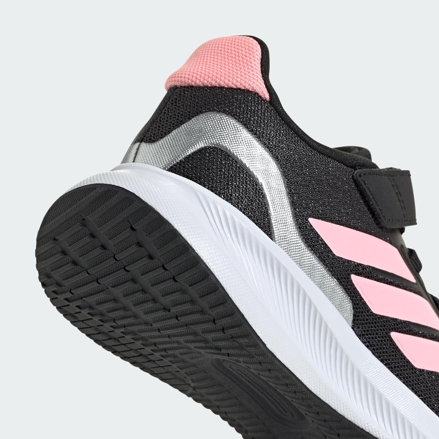 image:imageadidas Kids Marvel Run Falcon 5 Elastic Lace amp StrapBlackPink SparkSilver Metallic