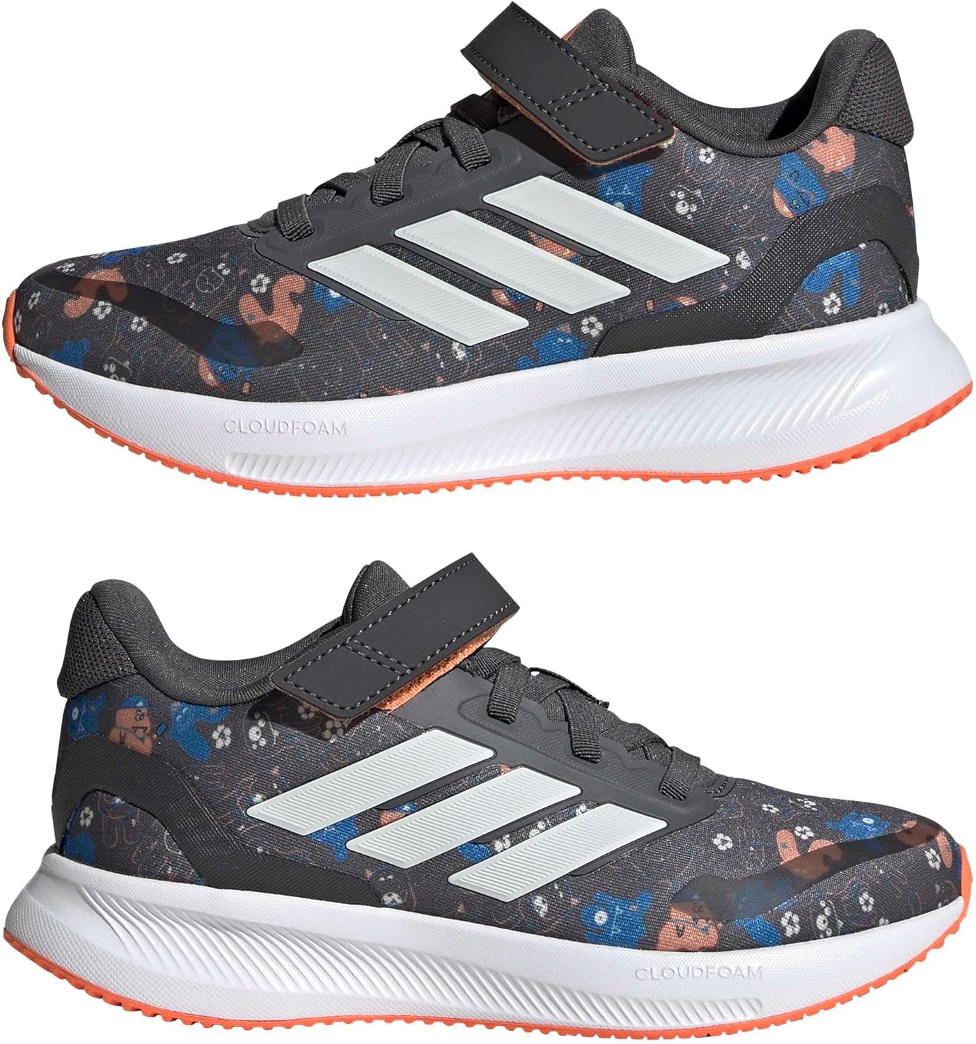 image:imageadidas Kids Marvel Run Falcon 5 Elastic Lace amp StrapGreyOff WhiteRay Blue