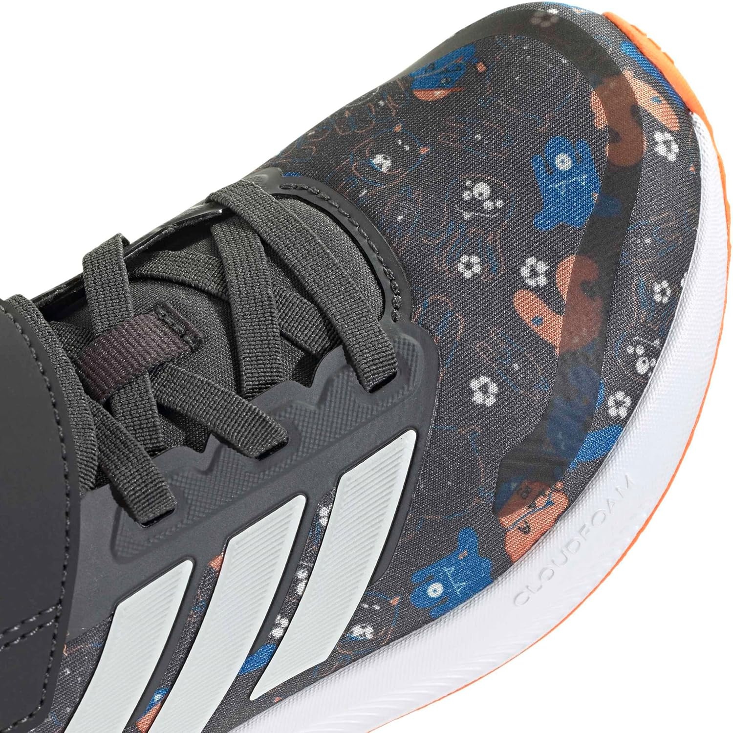 image:imageadidas Kids Marvel Run Falcon 5 Elastic Lace amp StrapGreyOff WhiteRay Blue