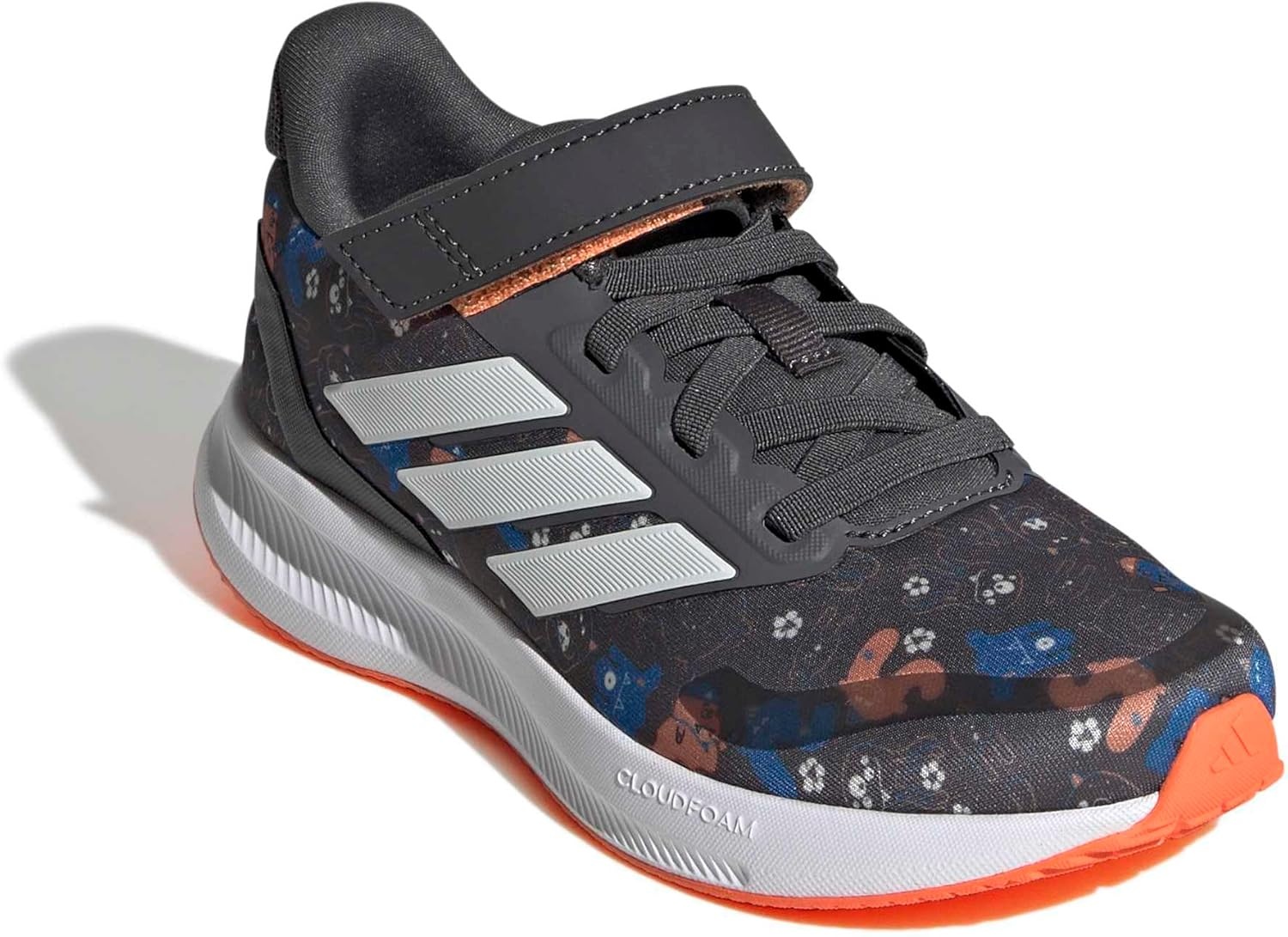 image:imageadidas Kids Marvel Run Falcon 5 Elastic Lace amp StrapGreyOff WhiteRay Blue
