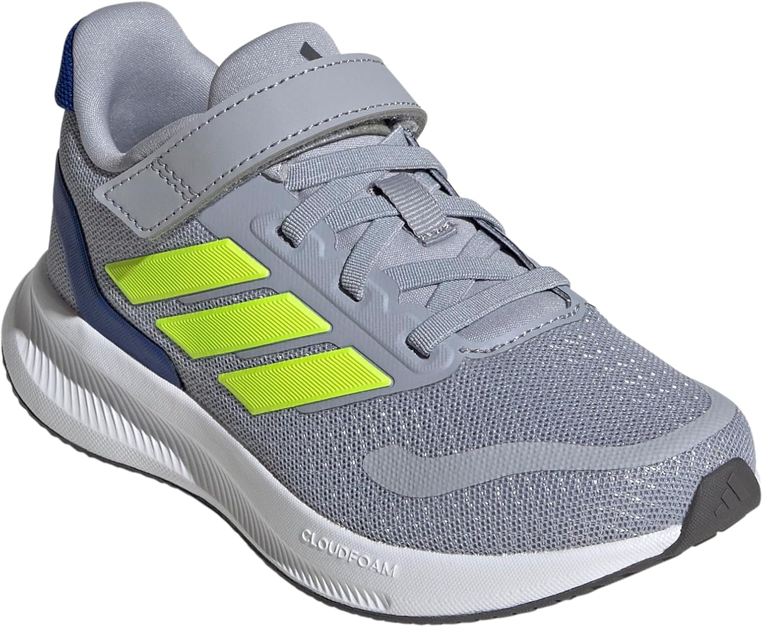 image:imageadidas Kids Marvel Run Falcon 5 Elastic Lace amp StrapHalo SilverLucid LemonTeam Royal Blue