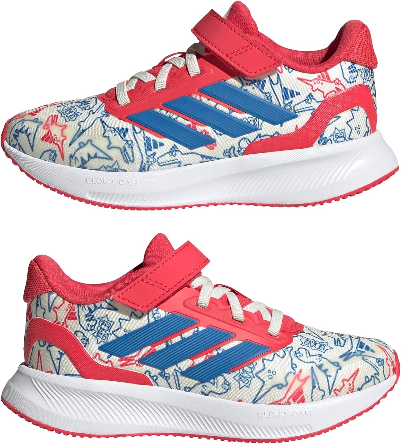 image:imageadidas Kids Marvel Run Falcon 5 Elastic Lace amp StrapOff WhiteBright RoyalSemi Lucid Red
