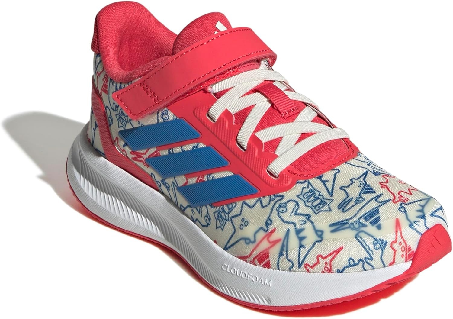 image:imageadidas Kids Marvel Run Falcon 5 Elastic Lace amp StrapOff WhiteBright RoyalSemi Lucid Red