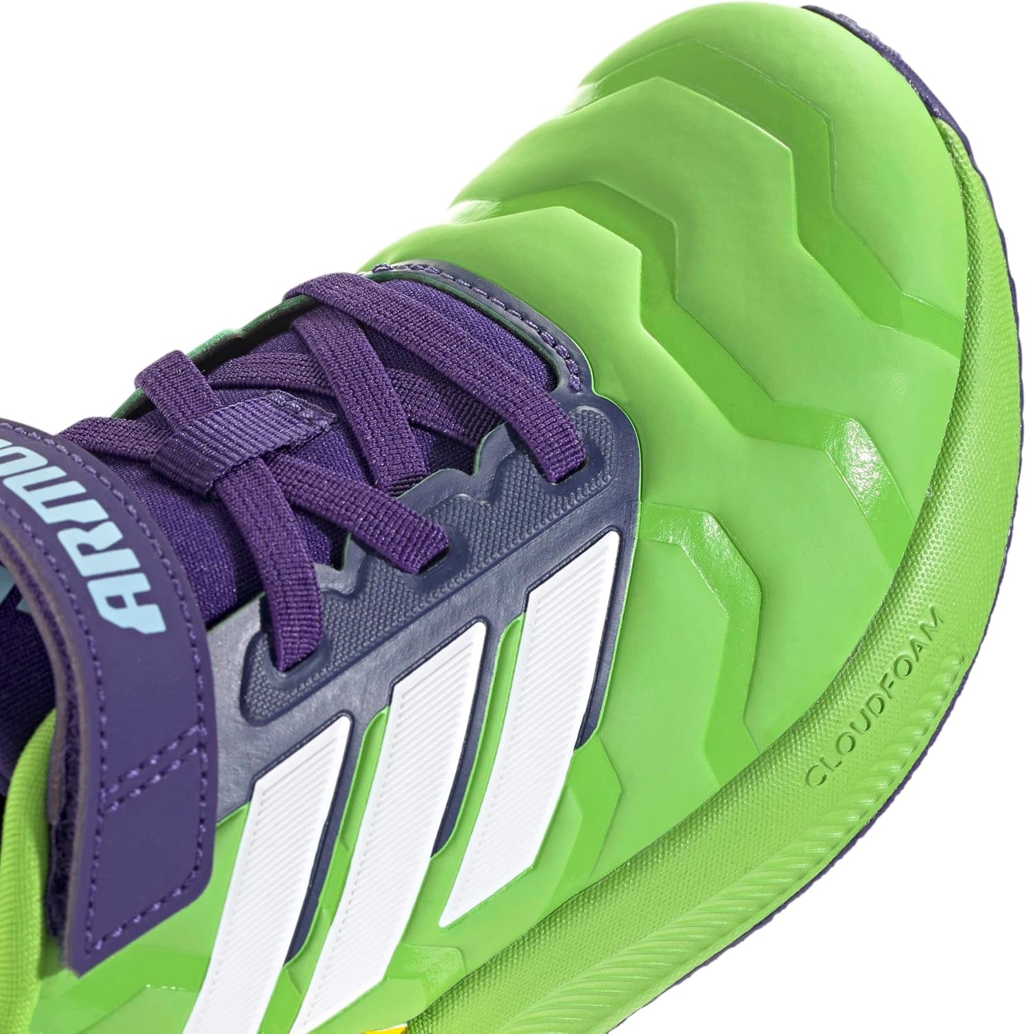 image:imageadidas Kids Marvel Run Falcon 5 Elastic Lace amp StrapSemi Solar GreenWhiteCollegiate PurpleMarvel