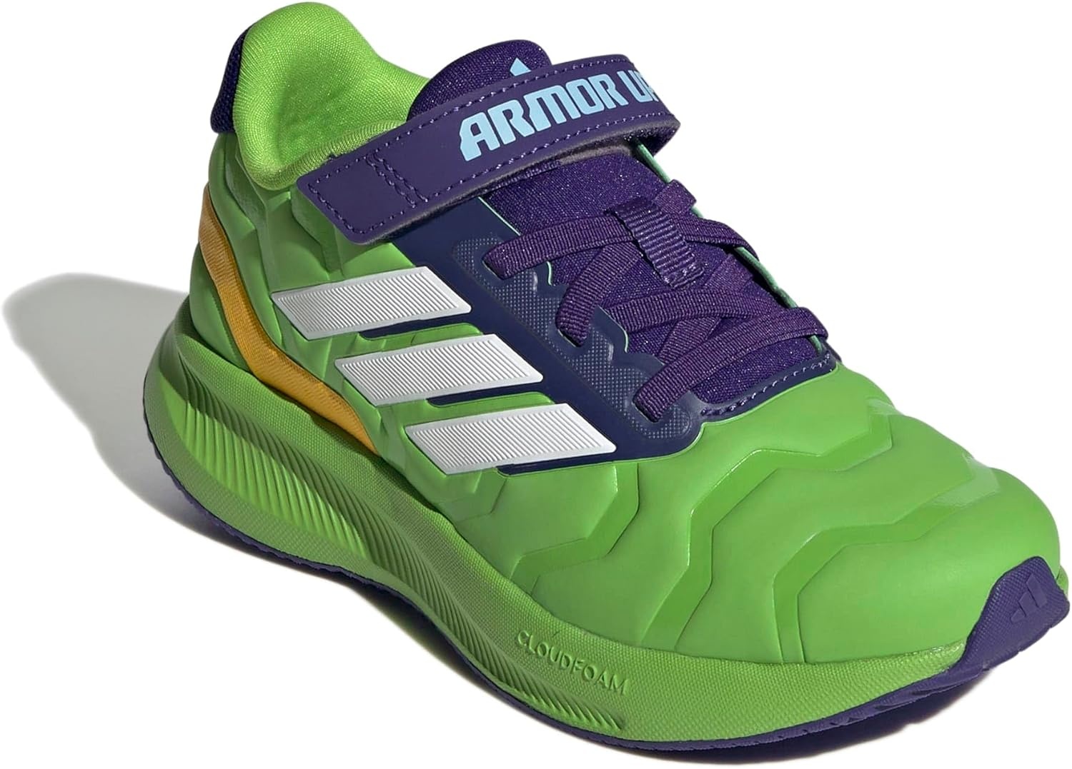 image:imageadidas Kids Marvel Run Falcon 5 Elastic Lace amp StrapSemi Solar GreenWhiteCollegiate PurpleMarvel