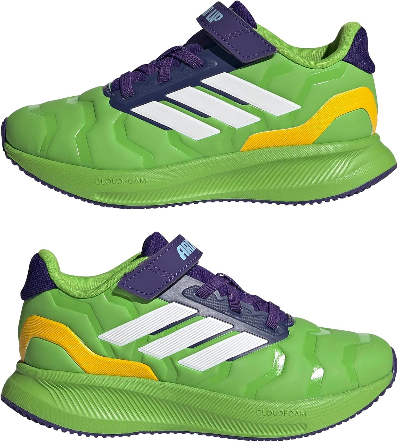 image:imageadidas Kids Marvel Run Falcon 5 Elastic Lace amp StrapSemi Solar GreenWhiteCollegiate PurpleMarvel