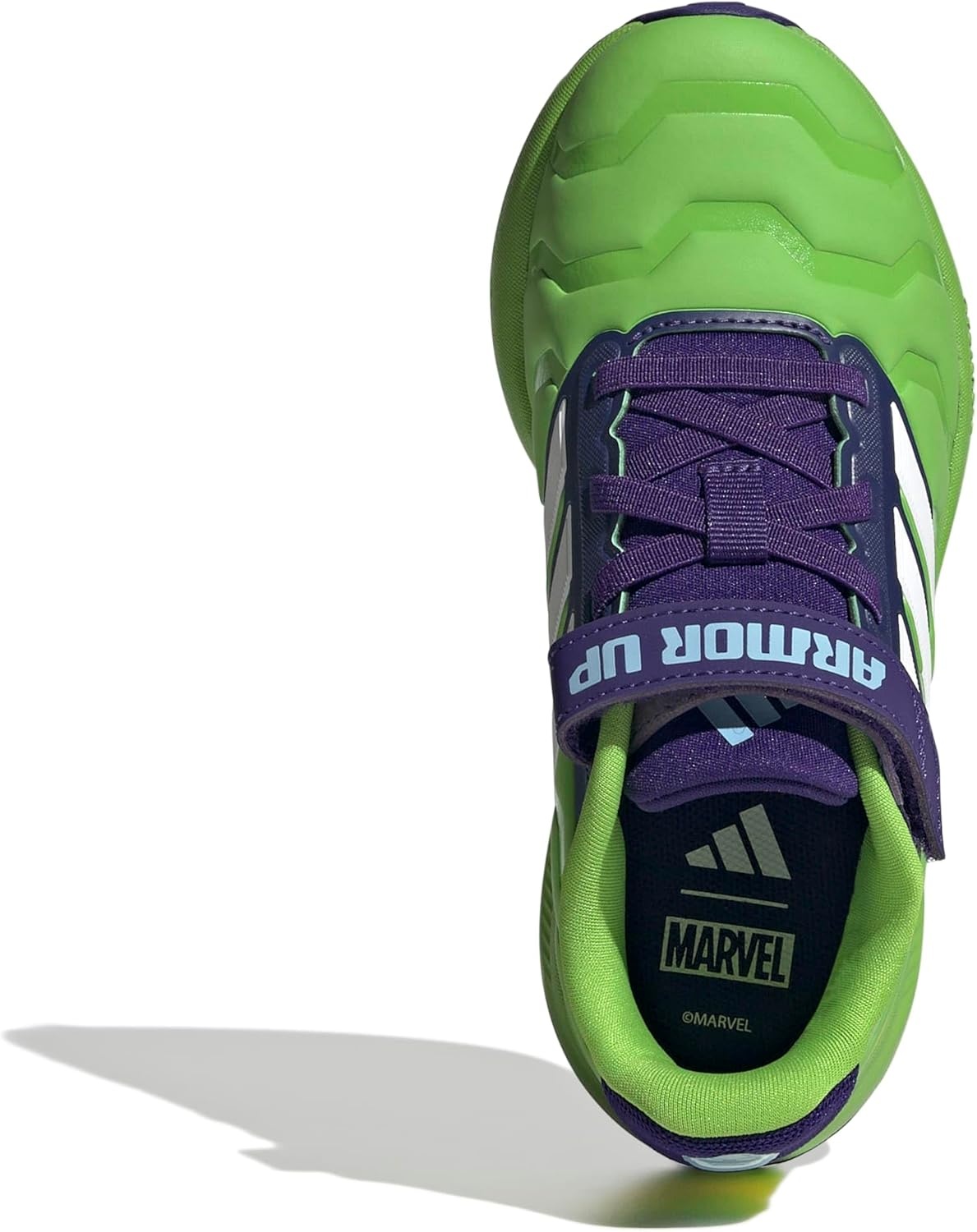image:imageadidas Kids Marvel Run Falcon 5 Elastic Lace amp StrapSemi Solar GreenWhiteCollegiate PurpleMarvel