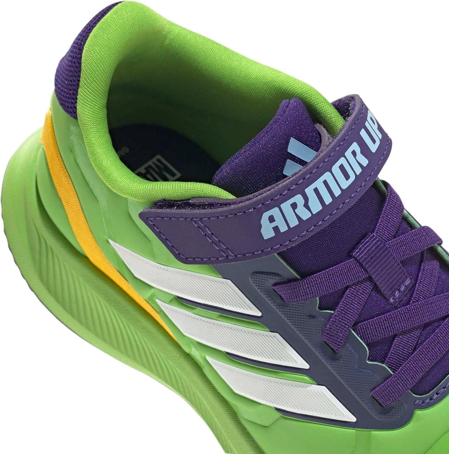 image:imageadidas Kids Marvel Run Falcon 5 Elastic Lace amp StrapSemi Solar GreenWhiteCollegiate PurpleMarvel