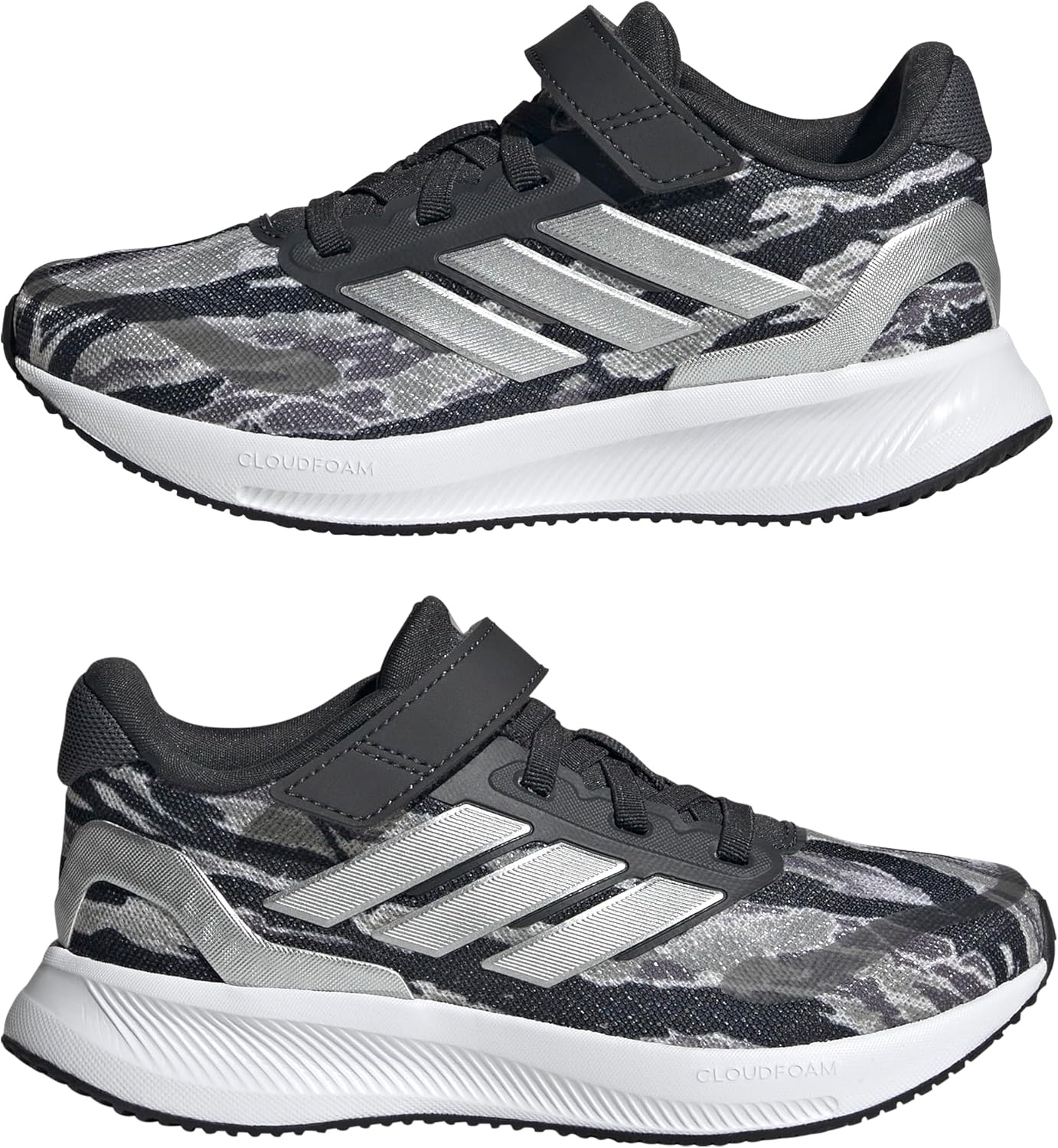 image:imageadidas Kids Marvel Run Falcon 5 Elastic Lace amp StrapSilver PebbleSilver MetallicCarbon