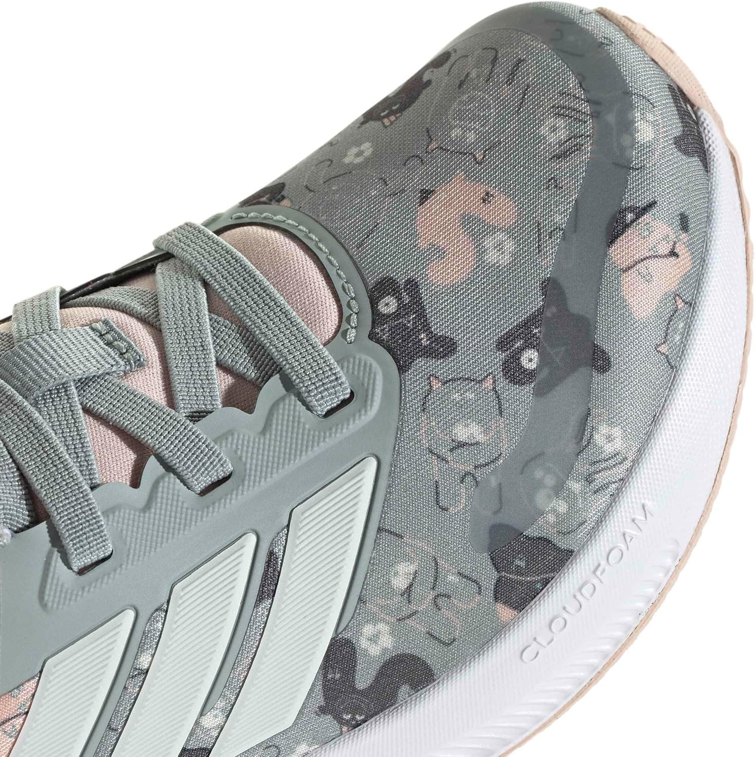 image:imageadidas Kids Marvel Run Falcon 5 Elastic Lace amp StrapWonder SageOff WhiteBlush Pink