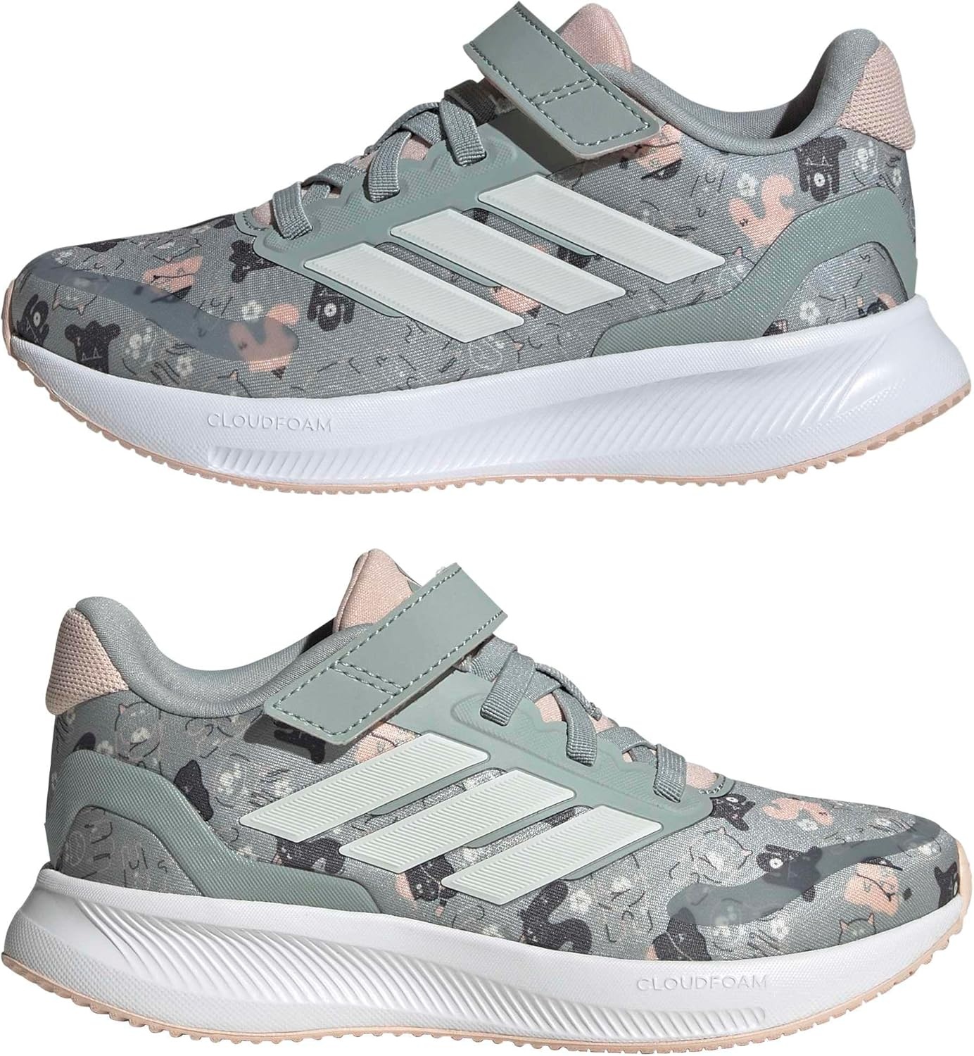 image:imageadidas Kids Marvel Run Falcon 5 Elastic Lace amp StrapWonder SageOff WhiteBlush Pink
