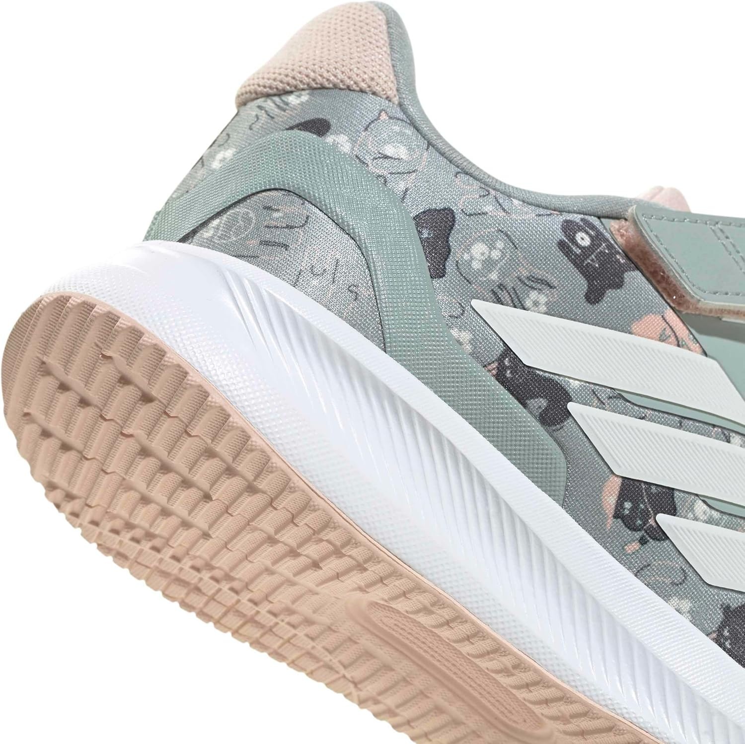 image:imageadidas Kids Marvel Run Falcon 5 Elastic Lace amp StrapWonder SageOff WhiteBlush Pink
