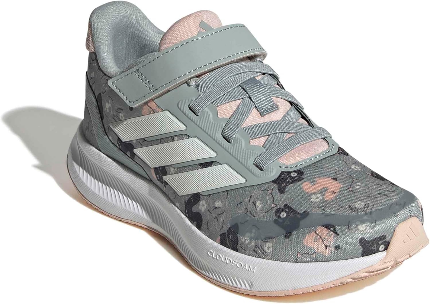 image:imageadidas Kids Marvel Run Falcon 5 Elastic Lace amp StrapWonder SageOff WhiteBlush Pink