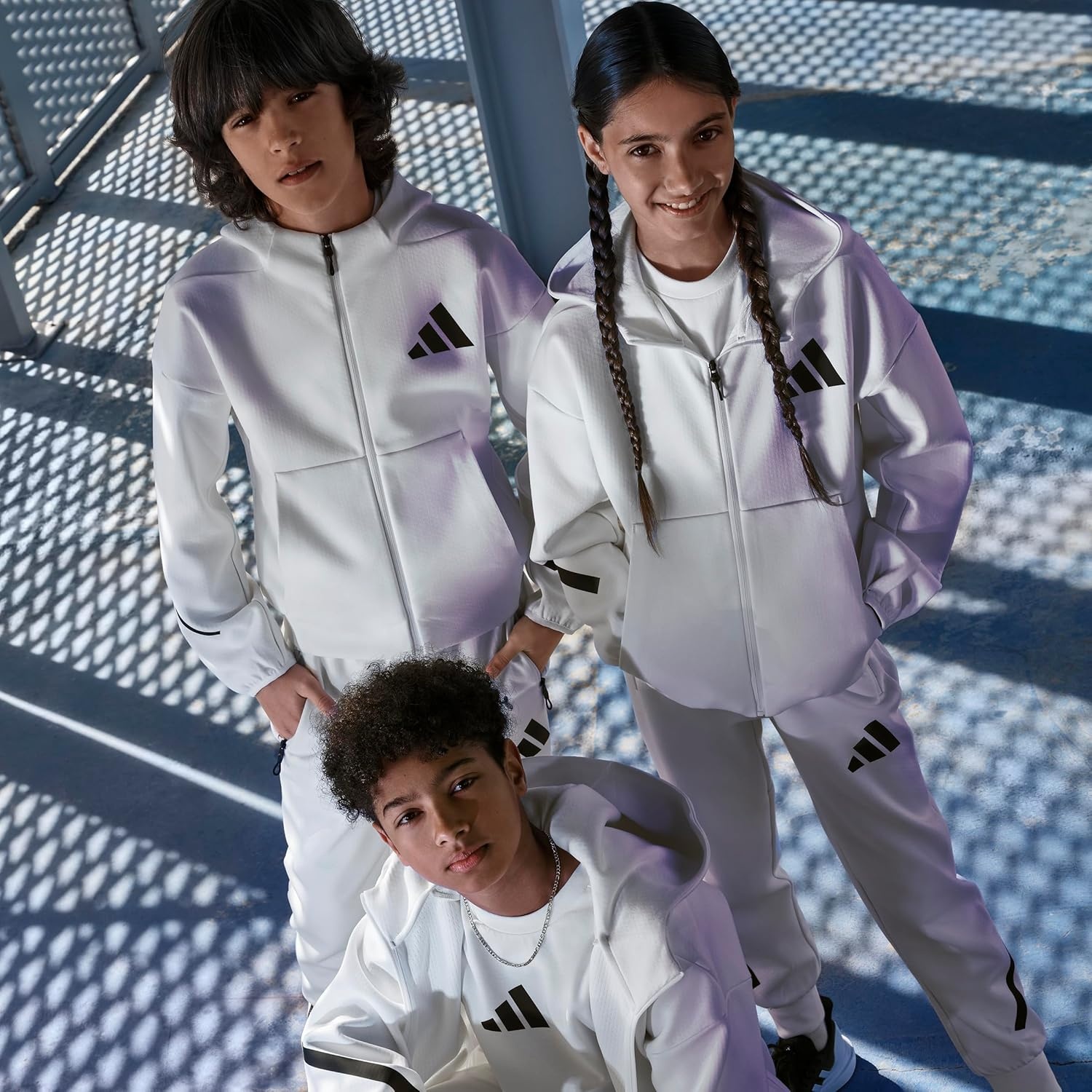image:imageadidas Kids Zne Full Zip HoodieWhiteBlack