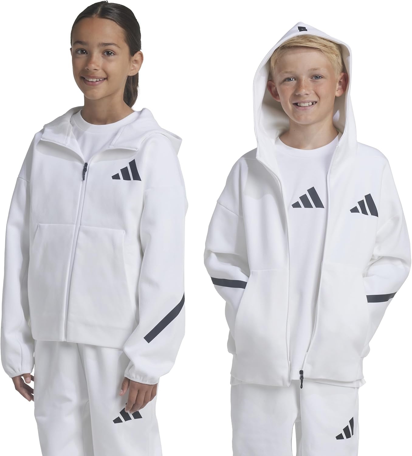 image:imageadidas Kids Zne Full Zip HoodieWhiteBlack