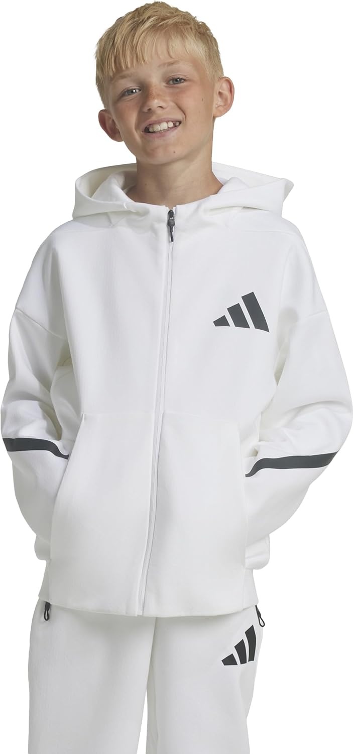 image:imageadidas Kids Zne Full Zip HoodieWhiteBlack
