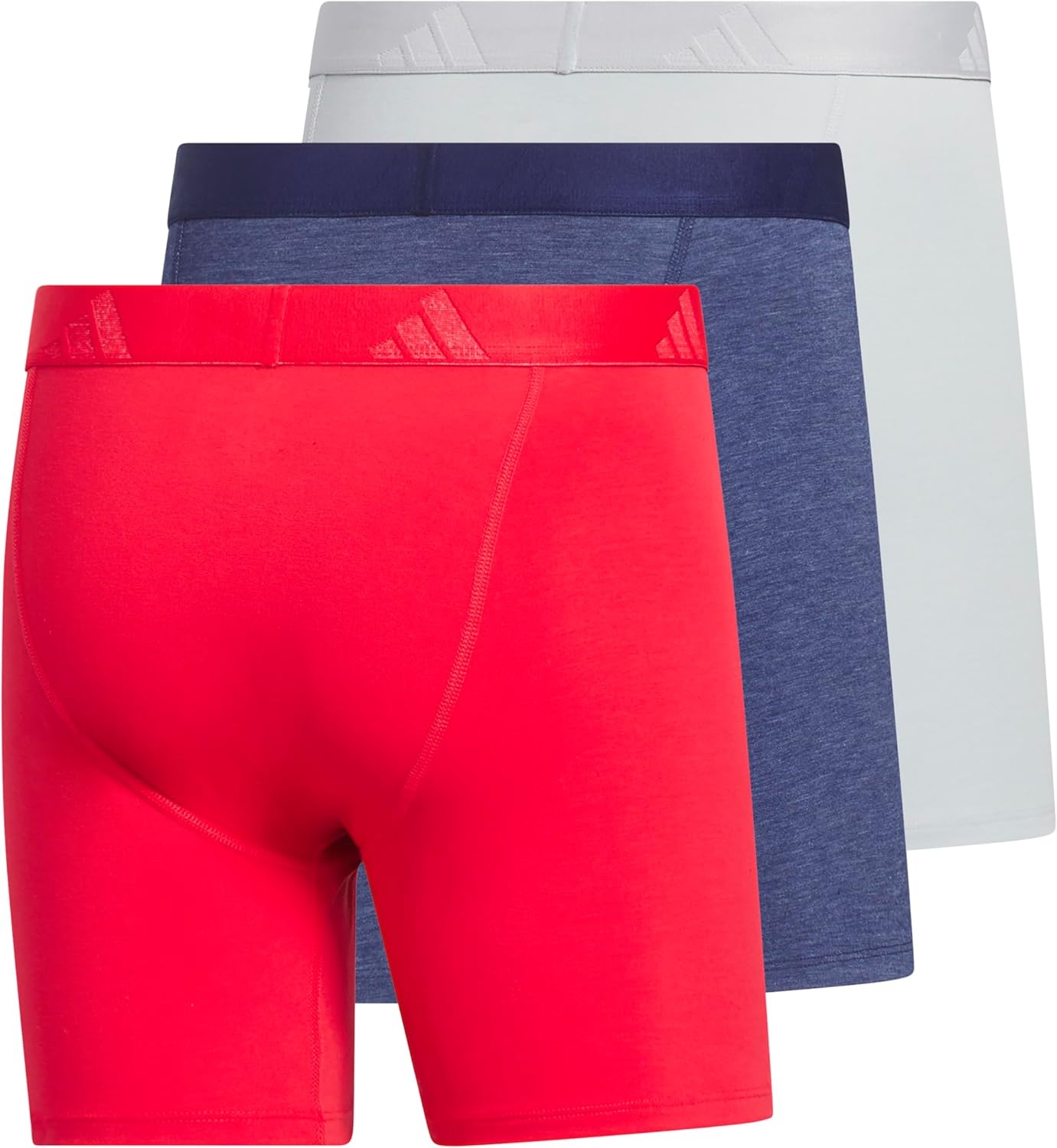 image:imageadidas Mens Luxe Underwear 3Pack Boxer Briefs or Trunks Premium Ultra Soft ComfortPure Ruby RedDark BlueClear Onix GreyBoxer Brief