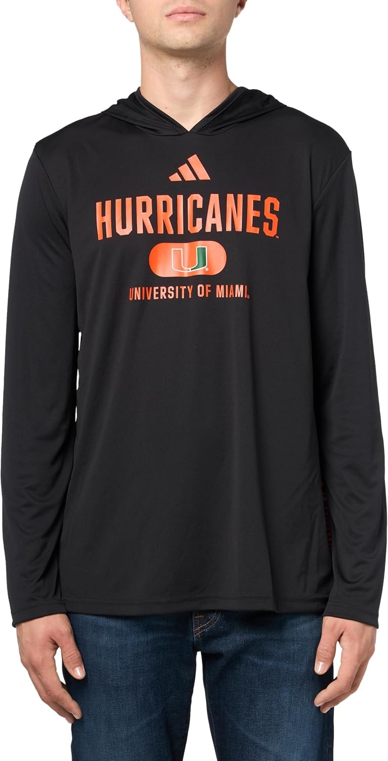image:imageadidas Mens NCAA Designed for Training Team HoodieBlackCollegiate OrangeWhiteUniversity of Miami