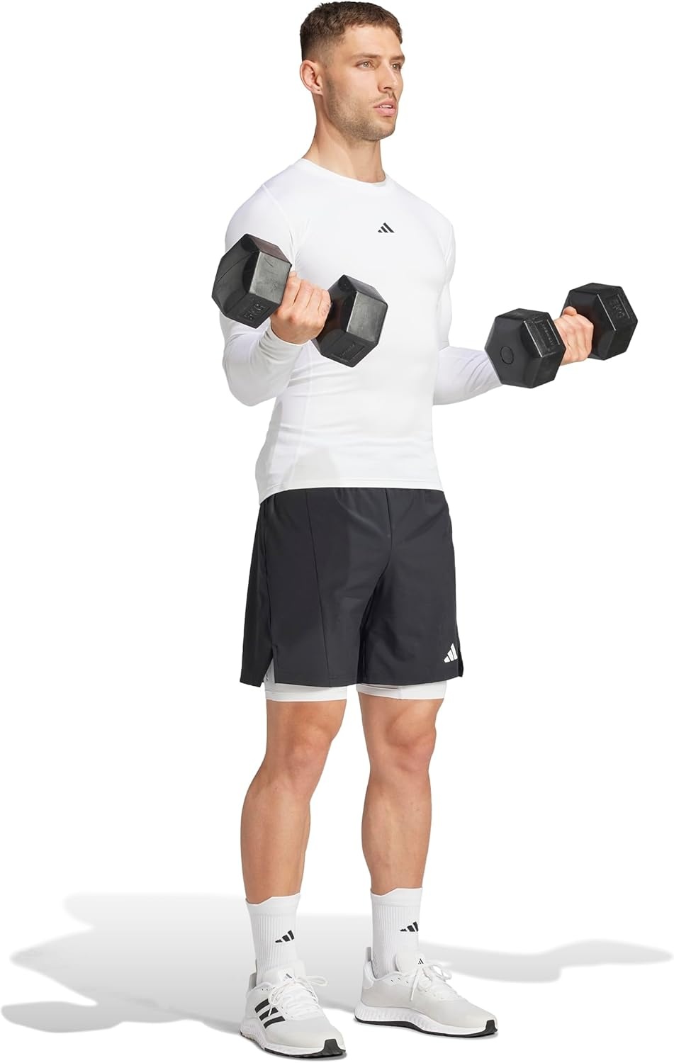 image:imageadidas Mens Techfit Compression Long Sleeve Training TShirtWhite