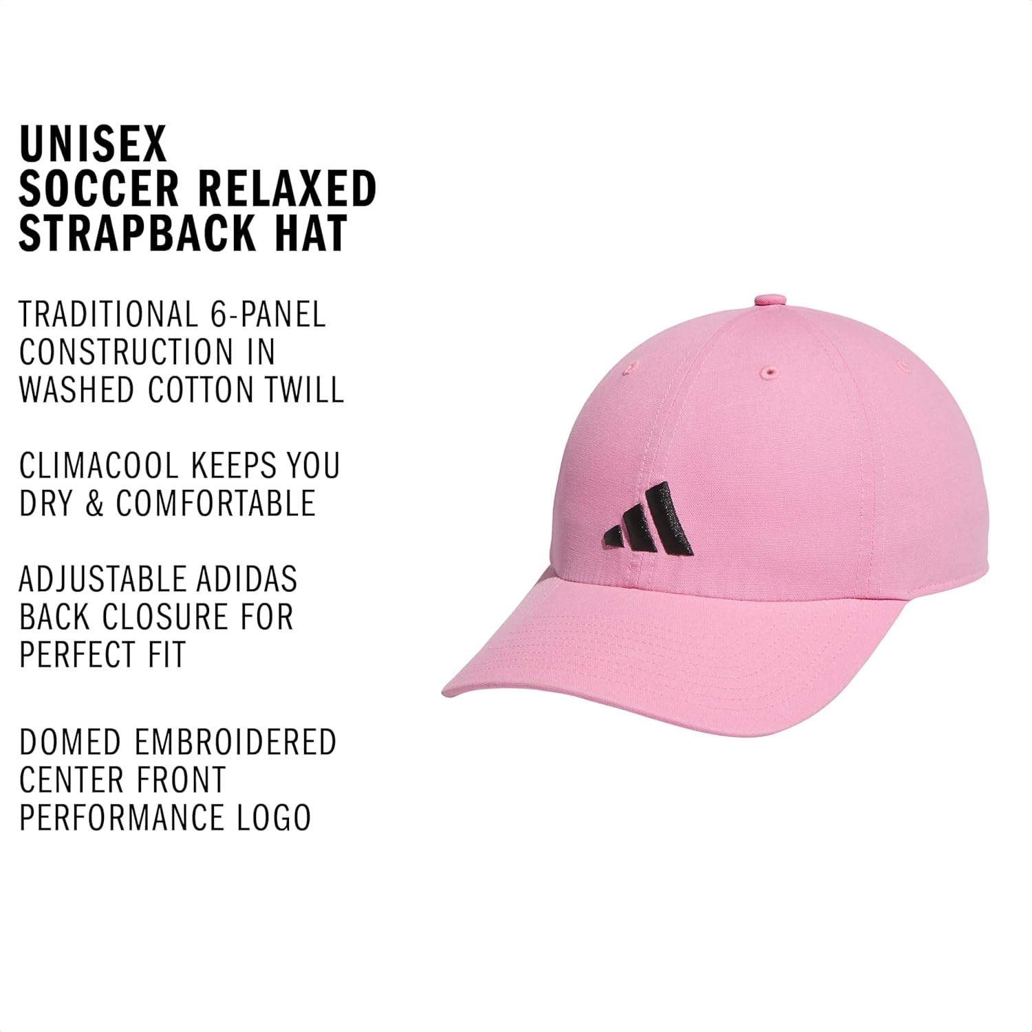 image:imageadidas Mens Ultimate Baseball Cap Athletic Relaxed Cotton Strapback HatBliss PinkBlackSoccer