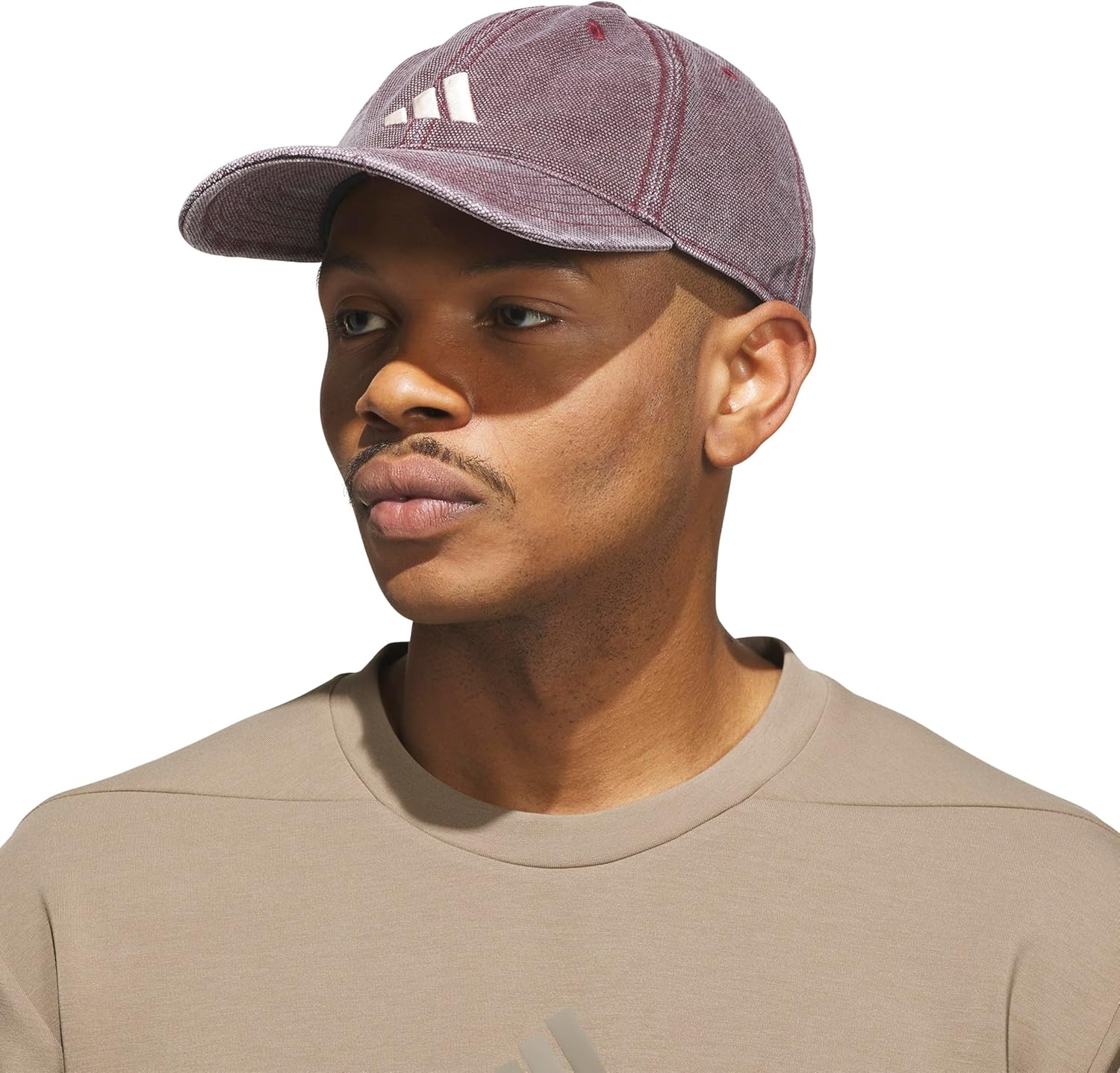 image:imageadidas Mens Ultimate Baseball Cap Athletic Relaxed Cotton Strapback HatMaroonCrystal Linen BeigeDye