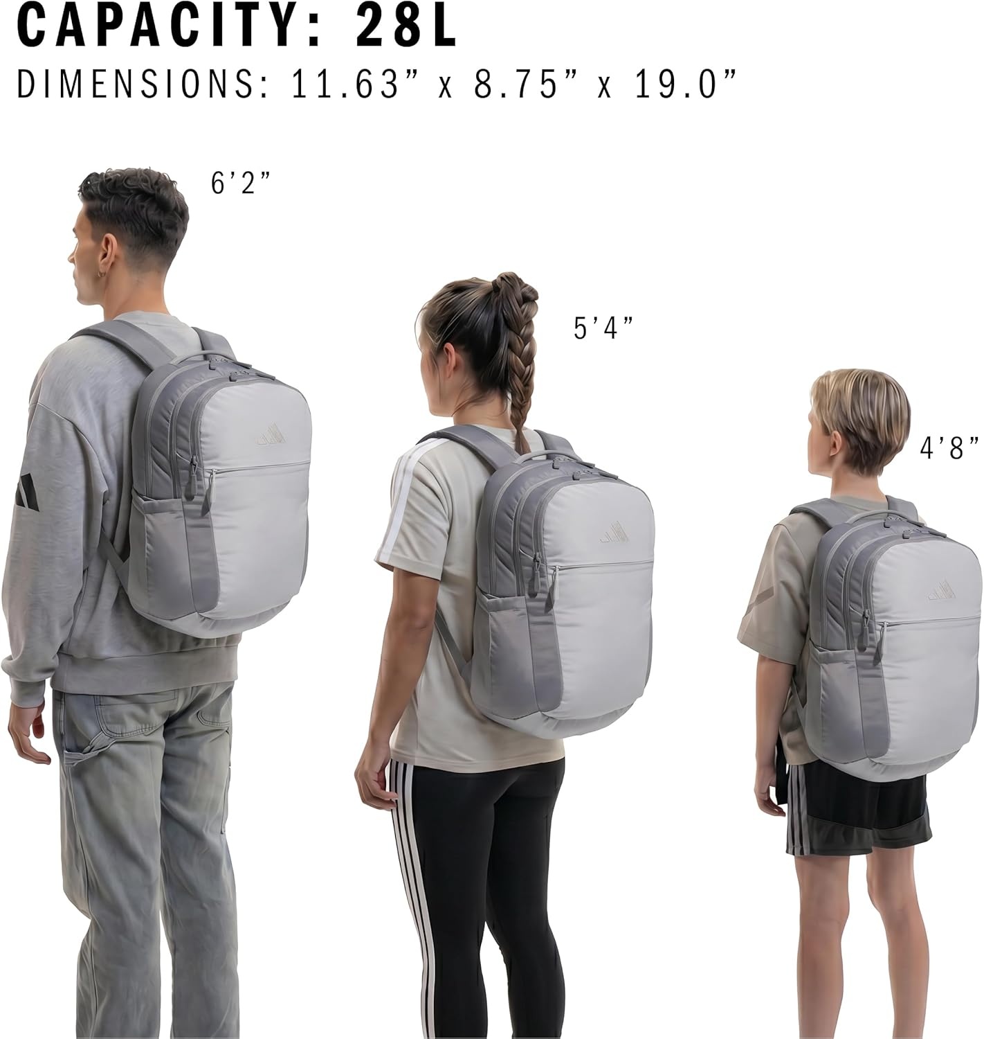 image:imageadidas PHNM Backpack for Laptop School and Travel 28LGrey ThreeGrey Two