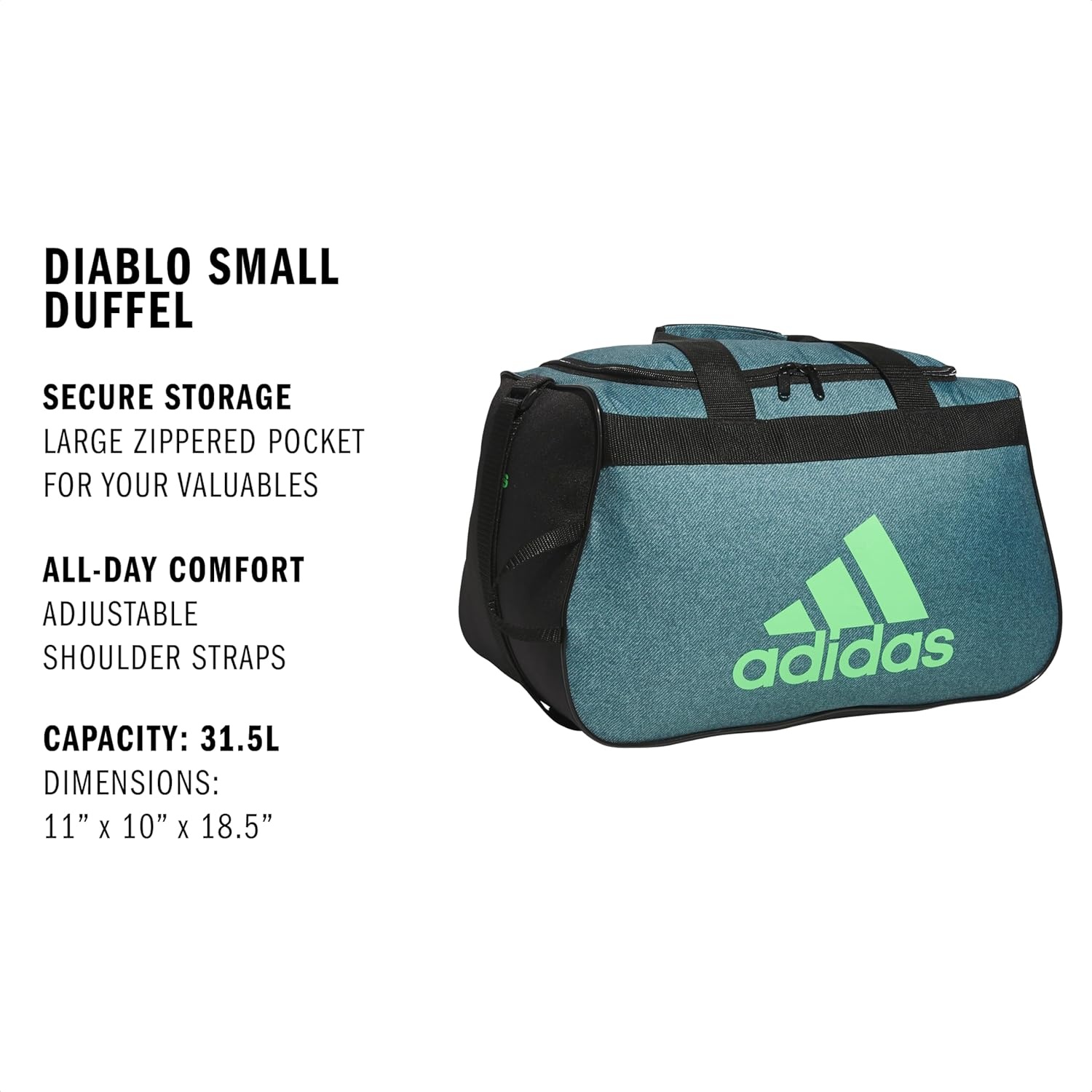 image:imageadidas Power Gym Bag Lightweight Small DuffelTwill Preloved TealLime Burst GreenBlackDiablo