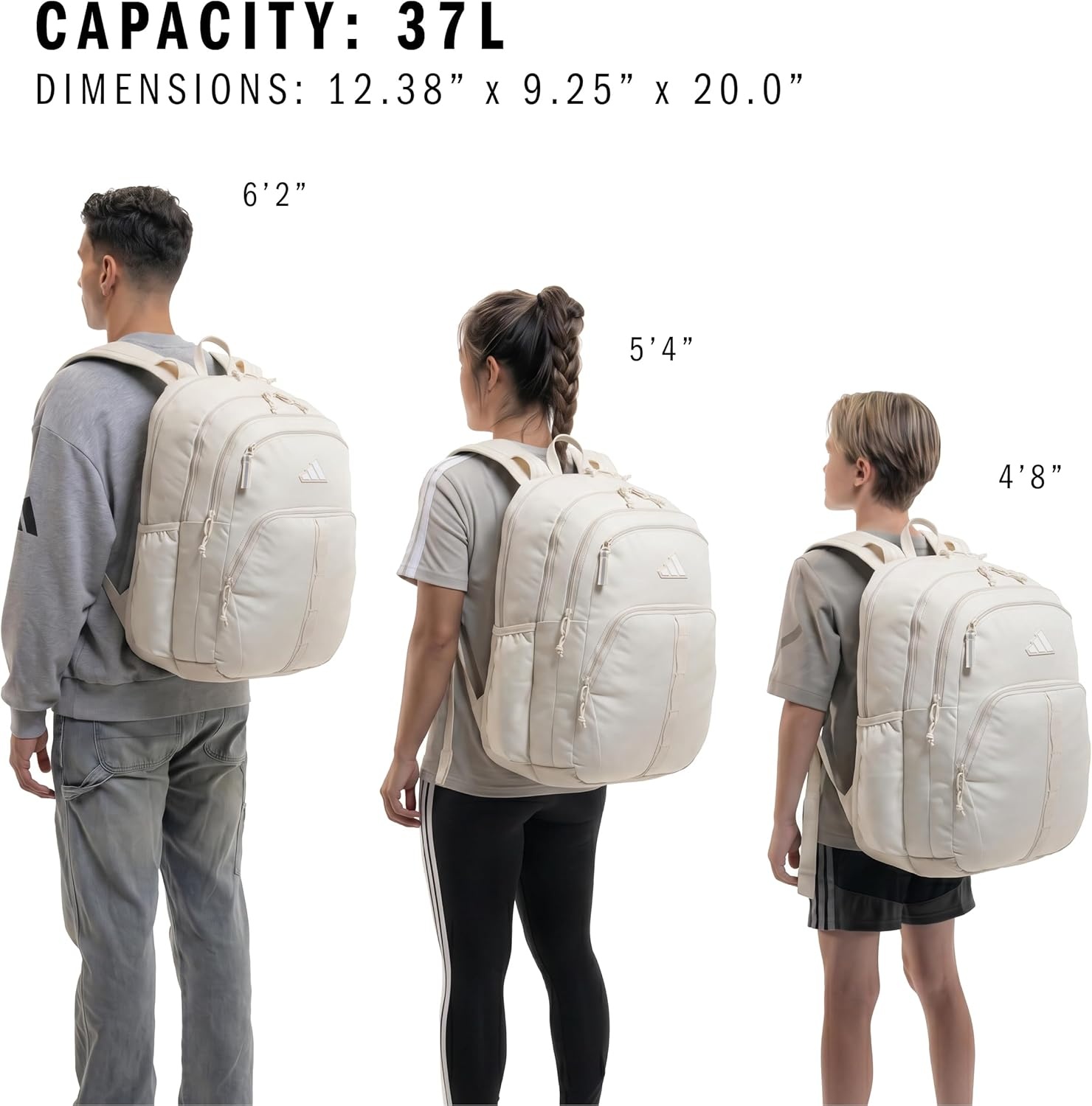image:imageadidas Prime 7 Backpack for Laptop School and Travel 37LAlumina BeigeWhite